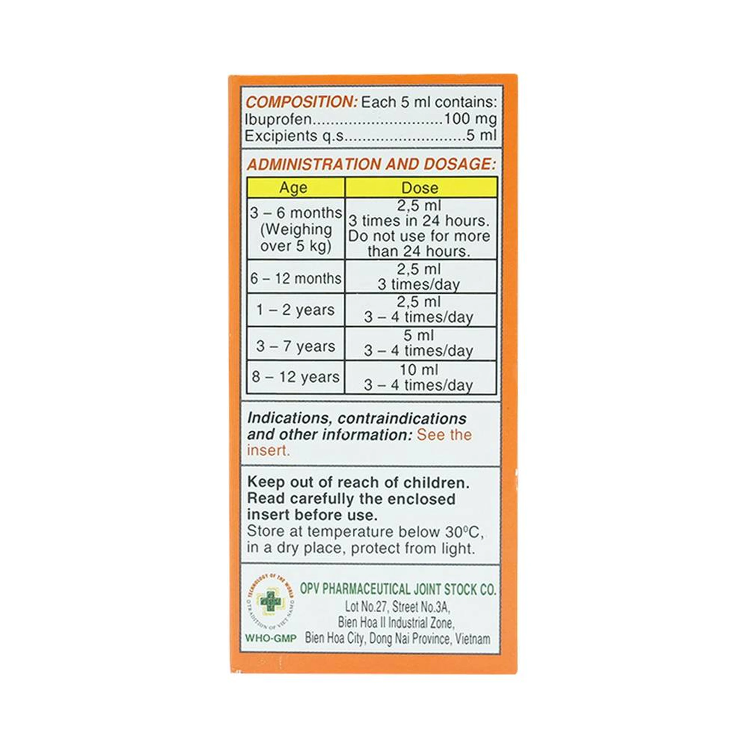 Hỗn dịch uống Children's Ibrafen OPV điều trị đau từ nhẹ đến vừa, sốt sau tiêm chủng (30ml)