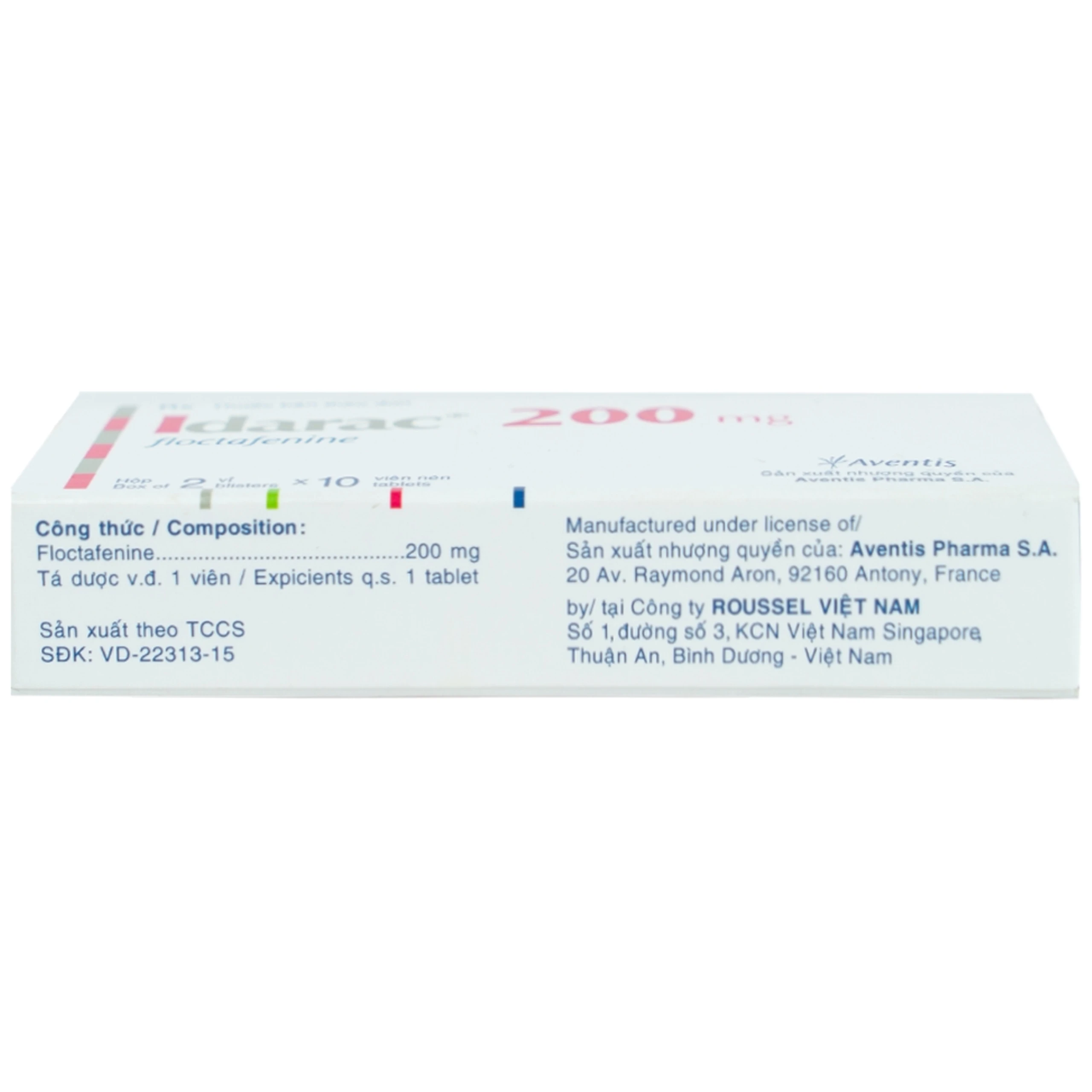 Thuốc Idarac 200mg Roussel điều trị các chứng đau mức độ nhẹ đến trung bình (2 vỉ x 10 viên)