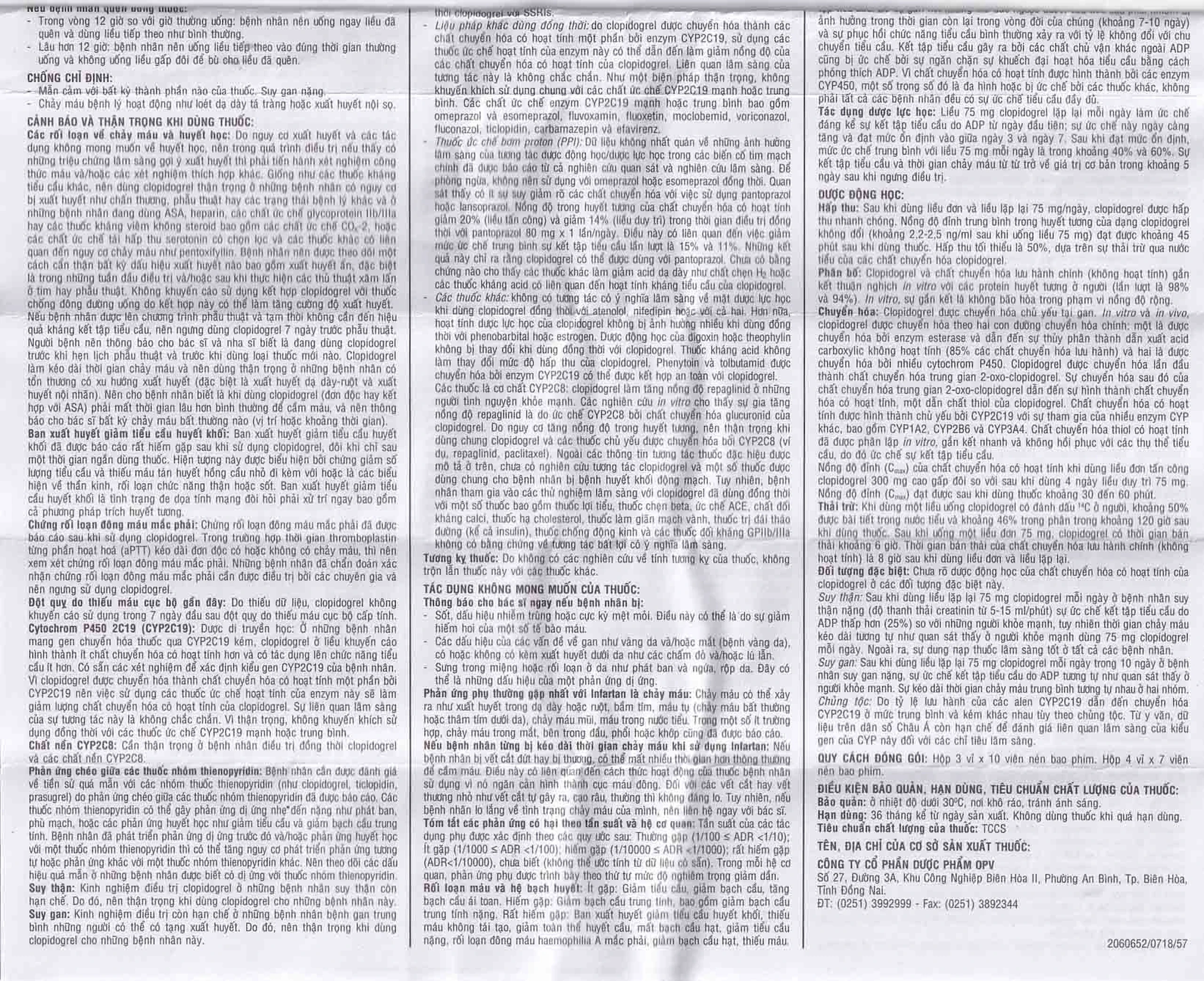 Thuốc Infartan 75 OPV phòng ngừa các biến cố do huyết khối động mạch (3 vỉ x 10 viên)