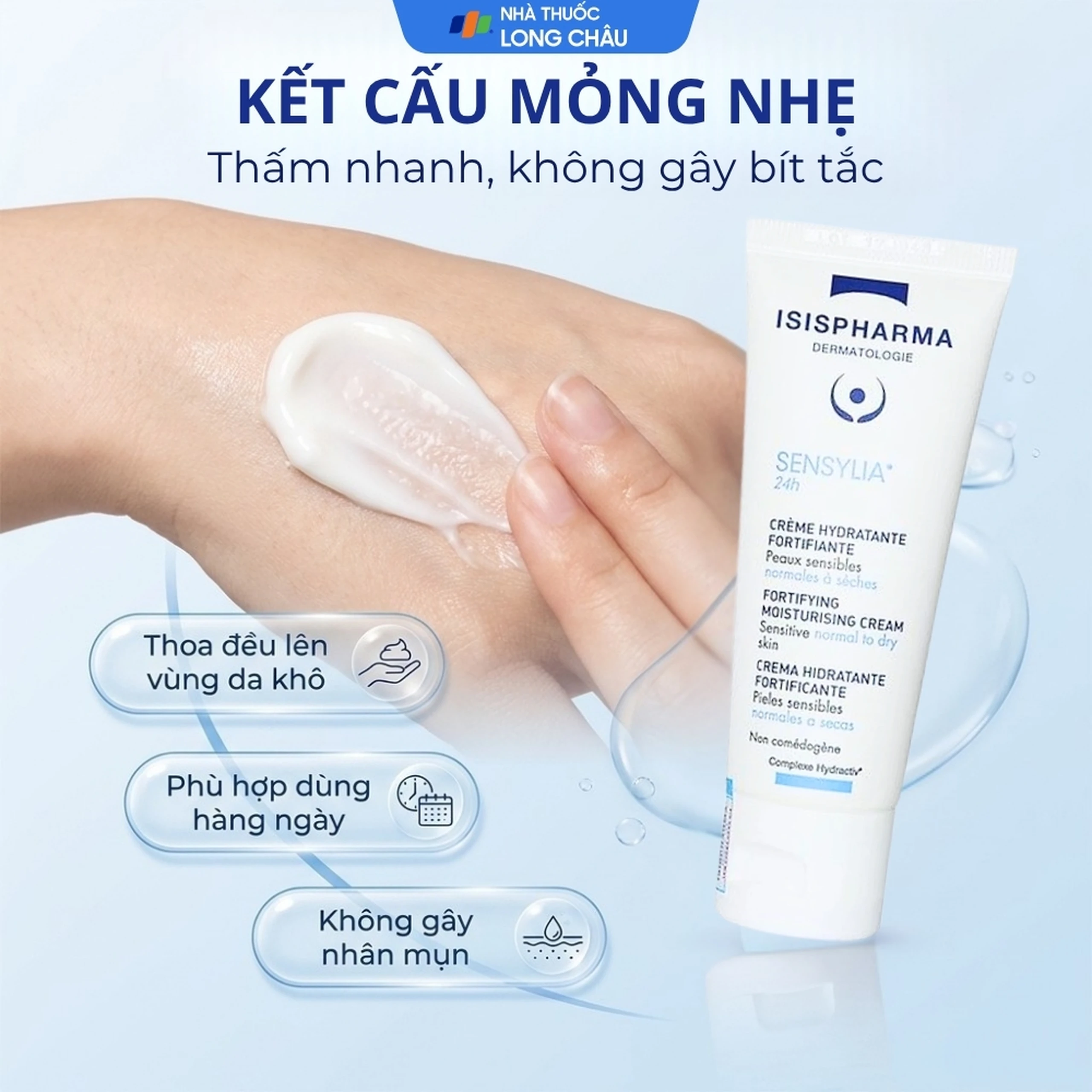 Kem dưỡng ẩm Isis Sensylia 24h Crème Hydratante Fortifiante cho da thường đến da khô (40ml) 5