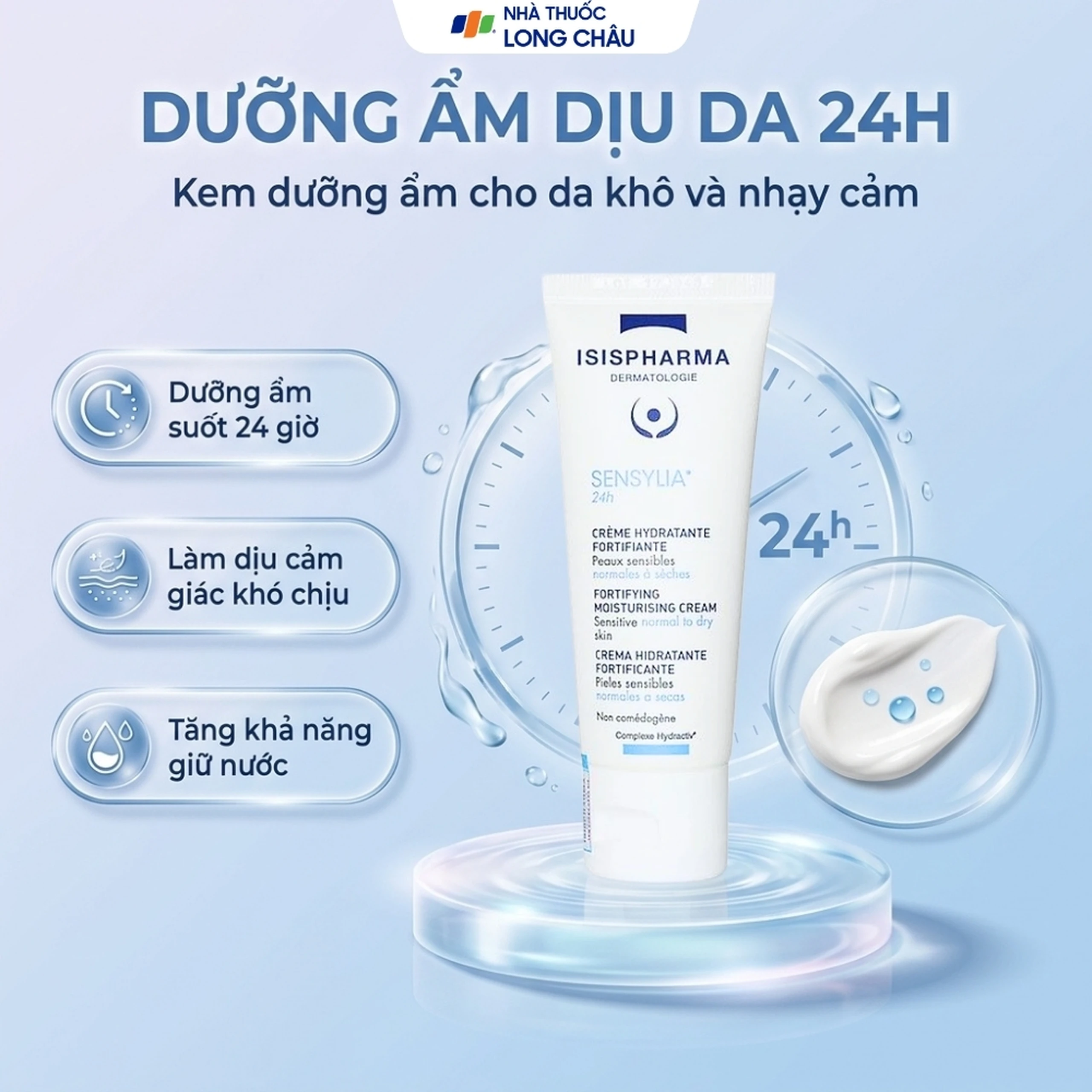 Kem dưỡng ẩm Isis Sensylia 24h Crème Hydratante Fortifiante cho da thường đến da khô (40ml) 2