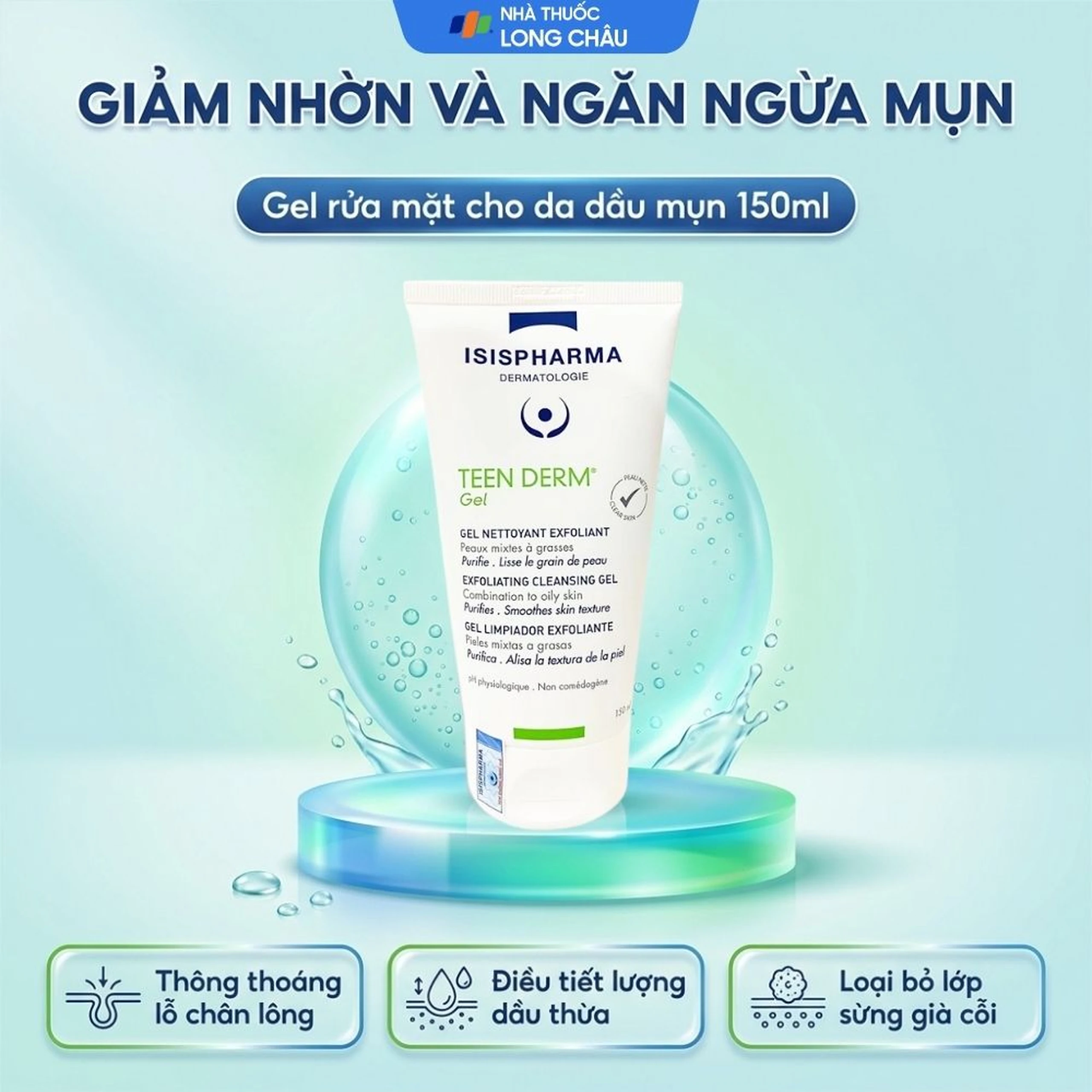 Gel rửa mặt Isis Teen Derm giảm nhờn và ngăn ngừa mụn (150ml) 2