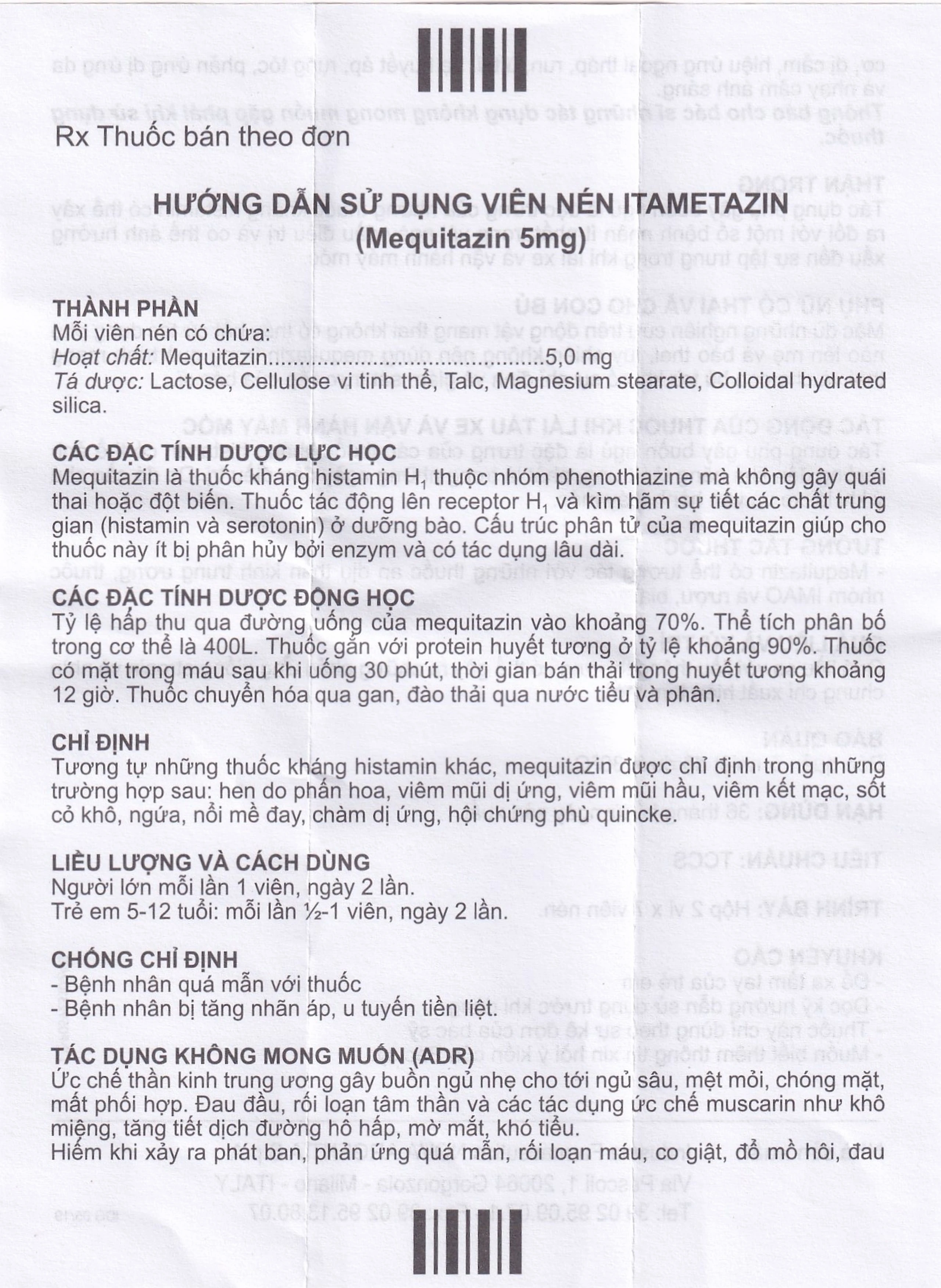 Viên nén Itametazin 5mg Nova Argentia điều trị hen do phấn hoa, viêm mũi dị ứng, viêm kết mạc (2 vỉ x 7 viên)