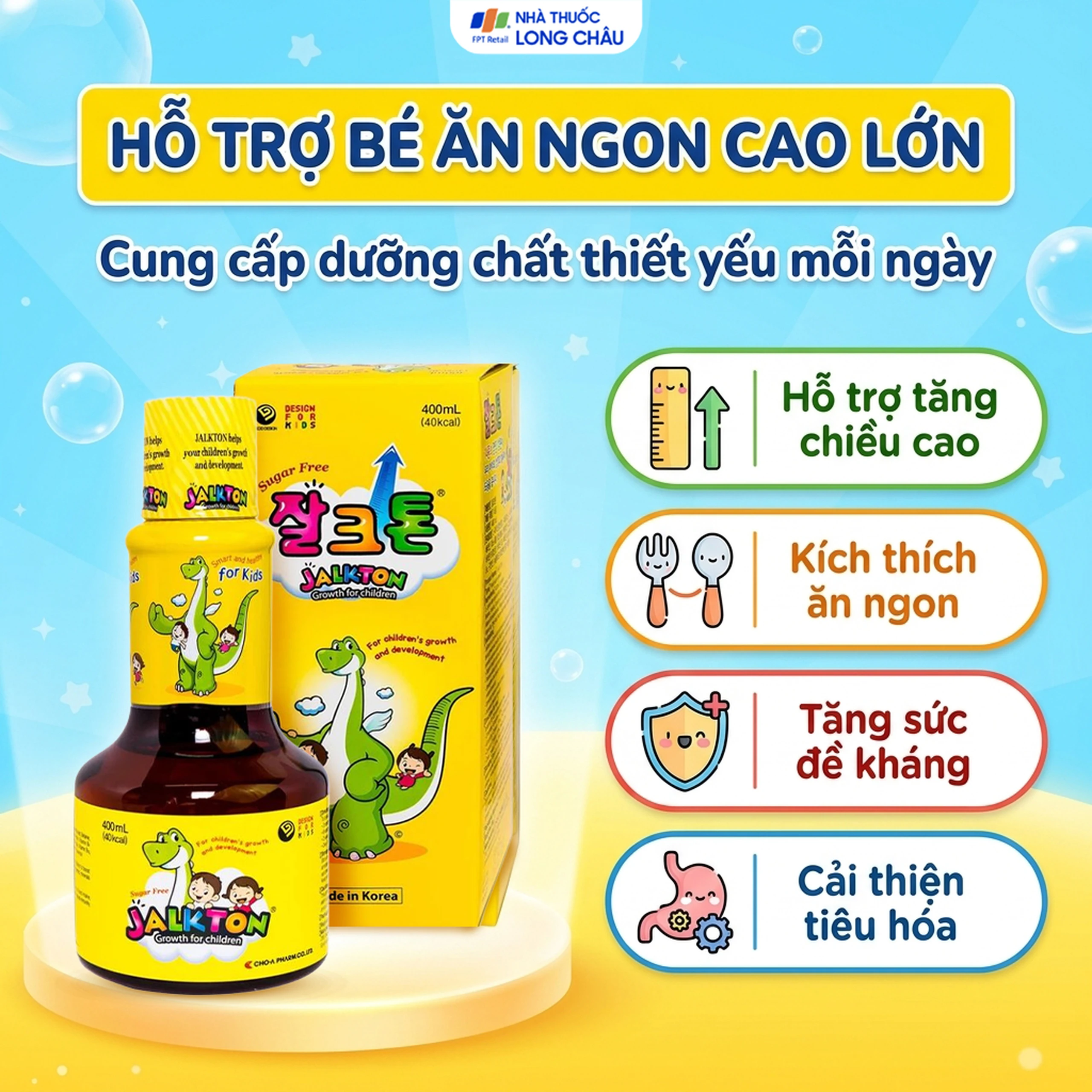 Siro Jalkton Growth For Children Cho-A cung cấp vitamin, khoáng chất, axit amin (400ml) 3