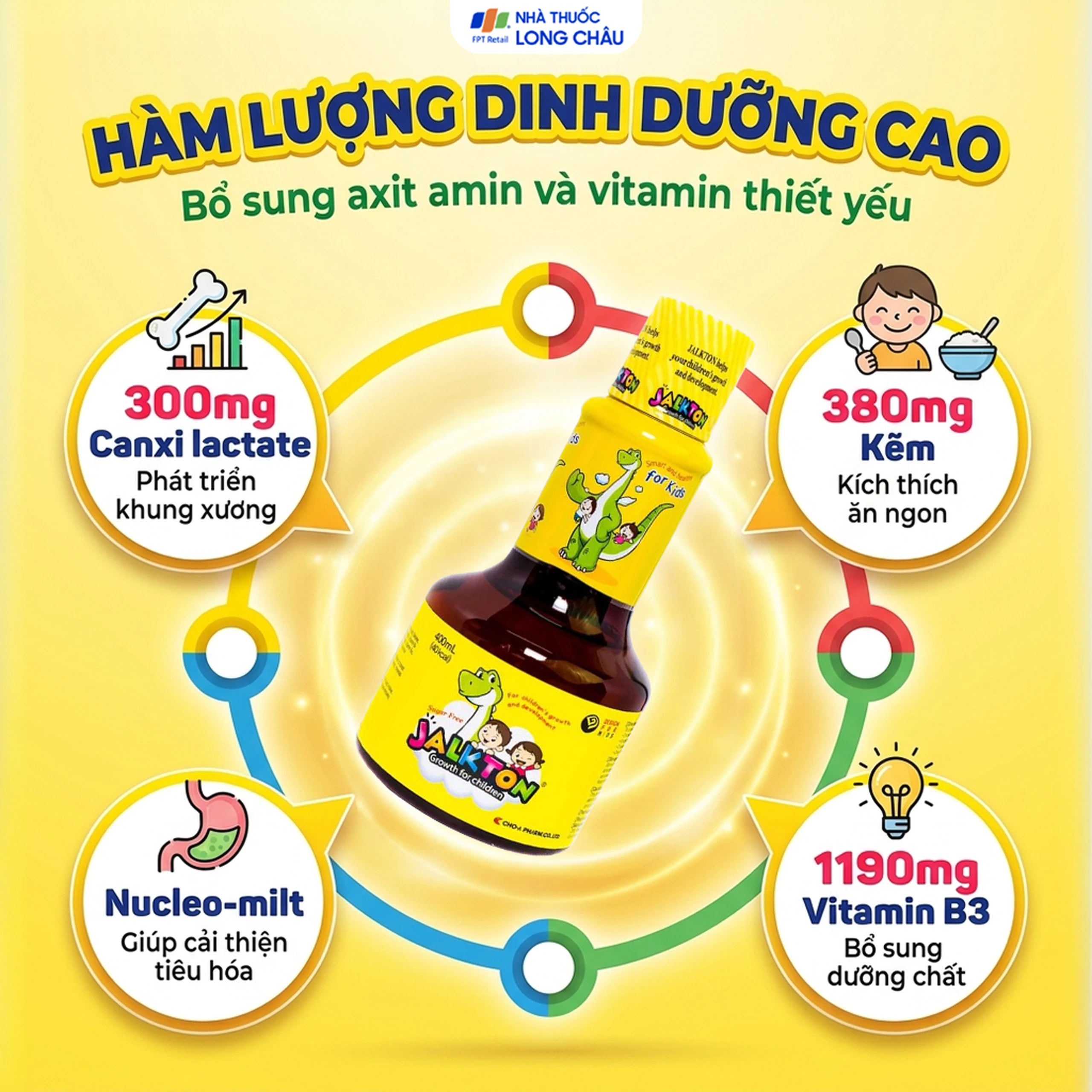 Siro Jalkton Growth For Children Cho-A cung cấp vitamin, khoáng chất, axit amin (400ml) 4
