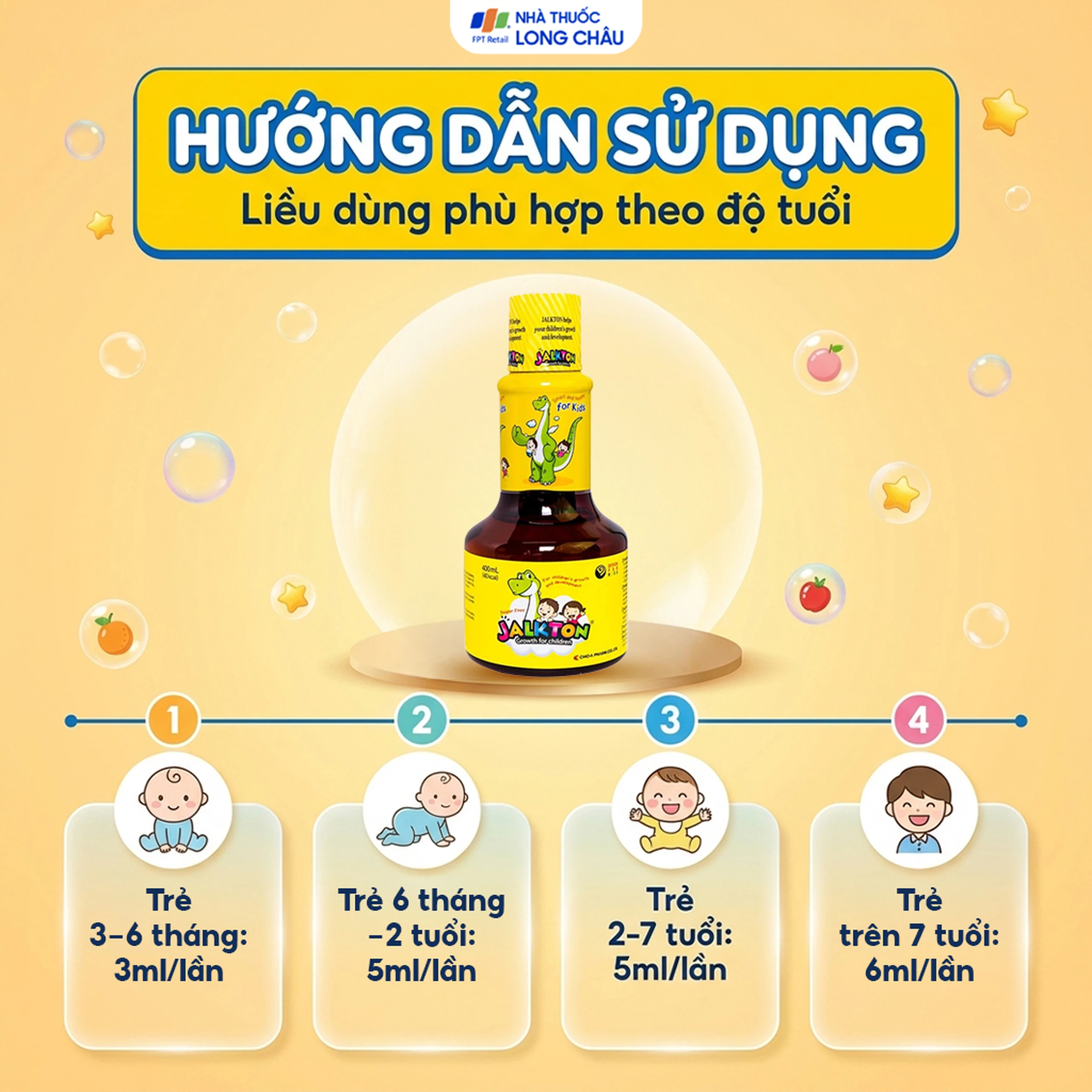 Siro Jalkton Growth For Children Cho-A cung cấp vitamin, khoáng chất, axit amin (400ml) 5
