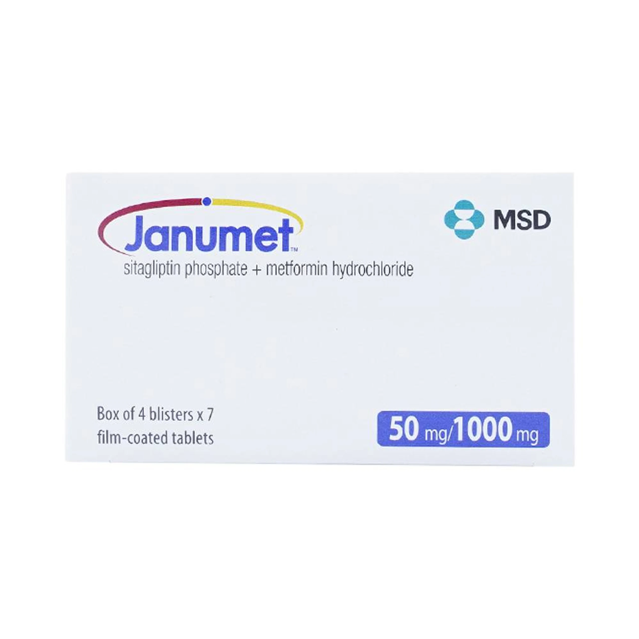 Viên nén Janumet 50mg/1000mg MSD điều trị đái tháo đường típ 2 (4 vỉ x 7 viên)