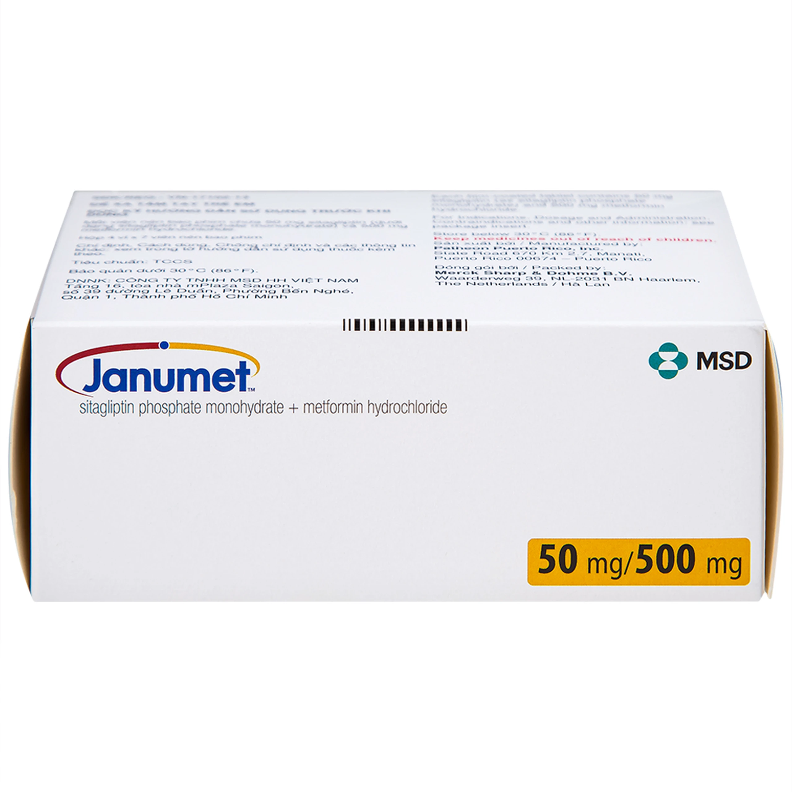 Viên nén Janumet 50mg/500mg MSD điều trị đái tháo đường típ 2 (4 vỉ x 7 viên)