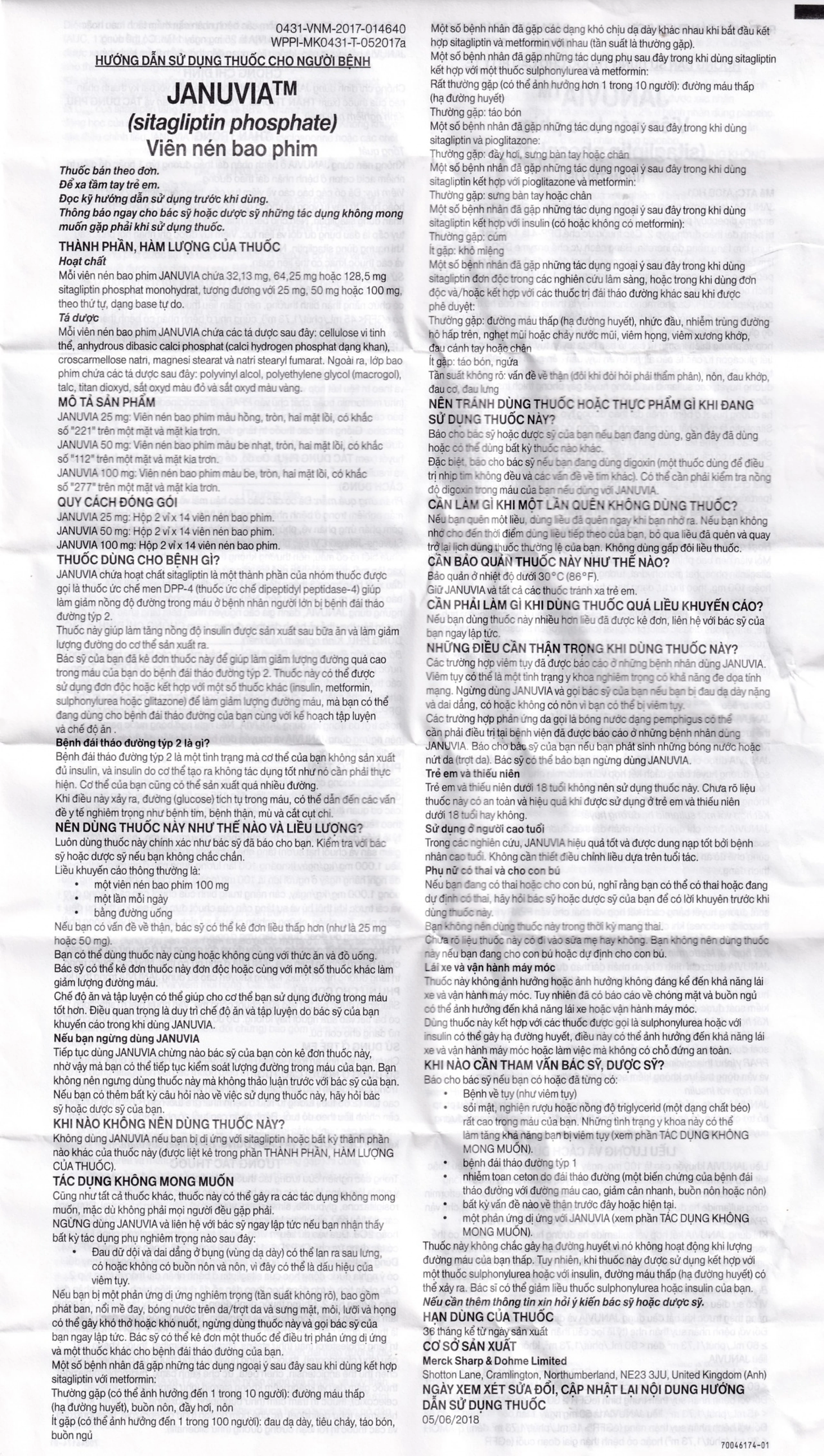 Viên nén Januvia 100mg MSD cải thiện kiểm soát đường huyết típ 2 (2 vỉ x 14 viên)