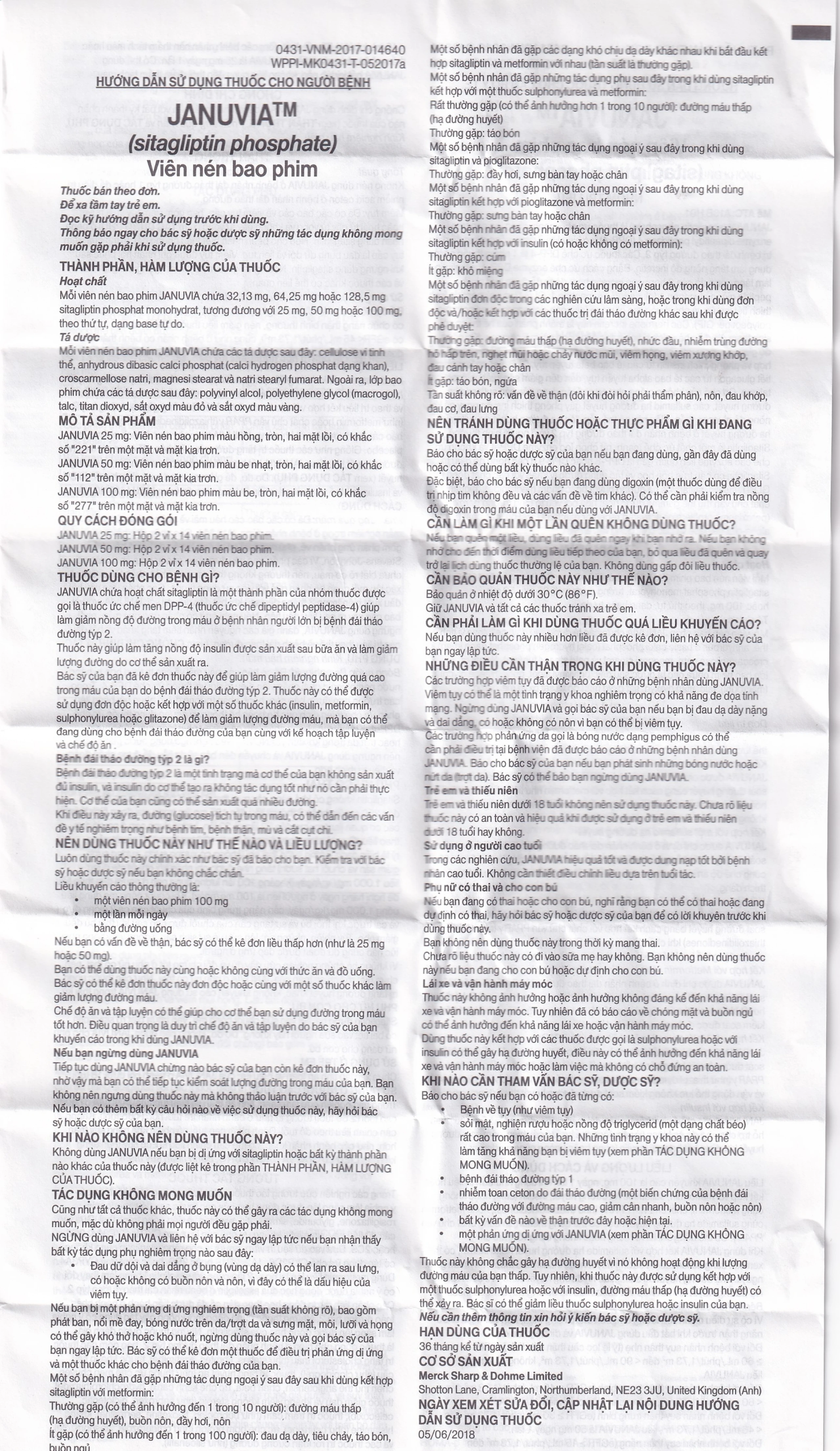 Viên nén Januvia 50mg MSD cải thiện kiểm soát đường huyết típ 2 (2 vỉ x 14 viên)