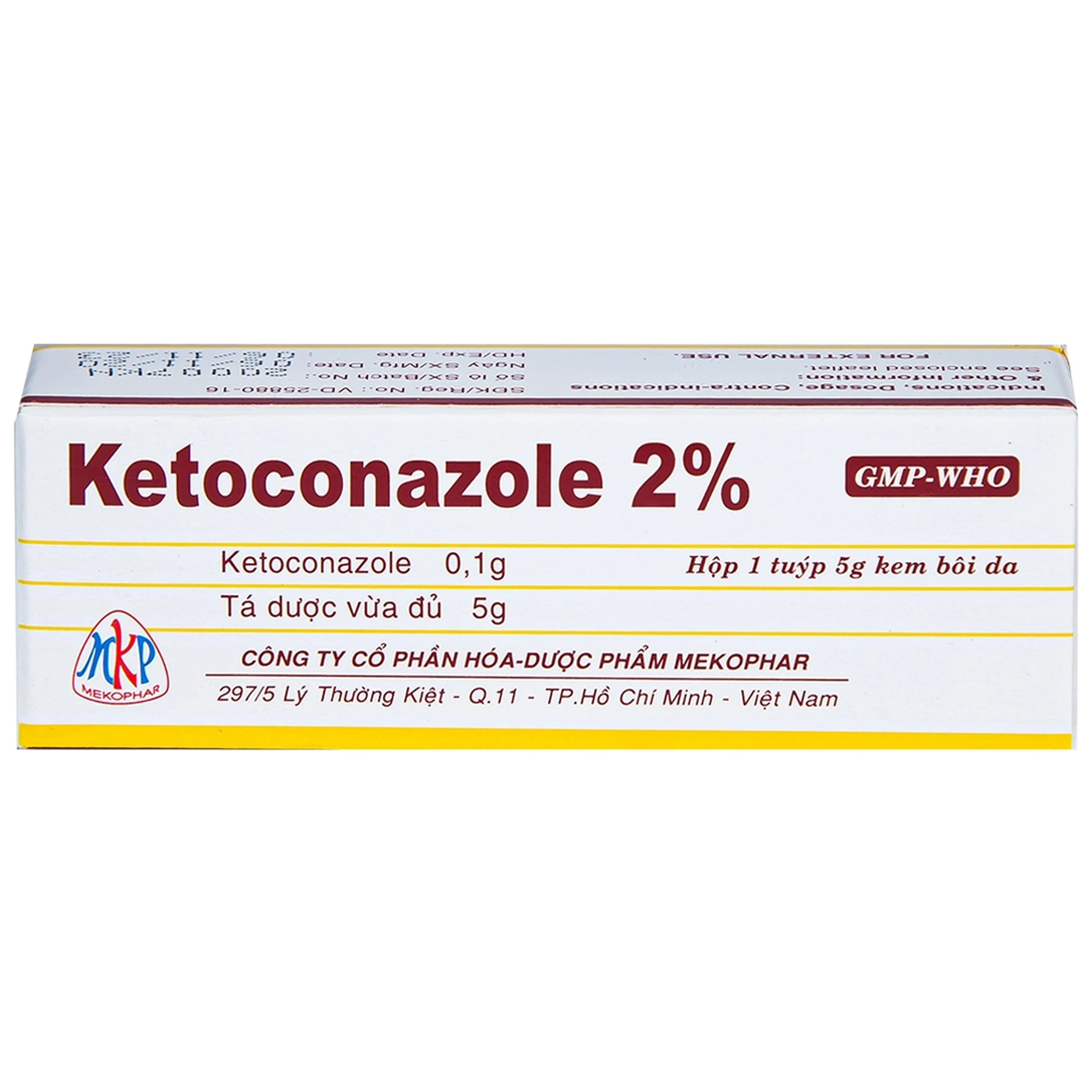 Kem bôi da Ketoconazole 2% Mekophar điều trị nấm ở da và niêm mạc (5g) 