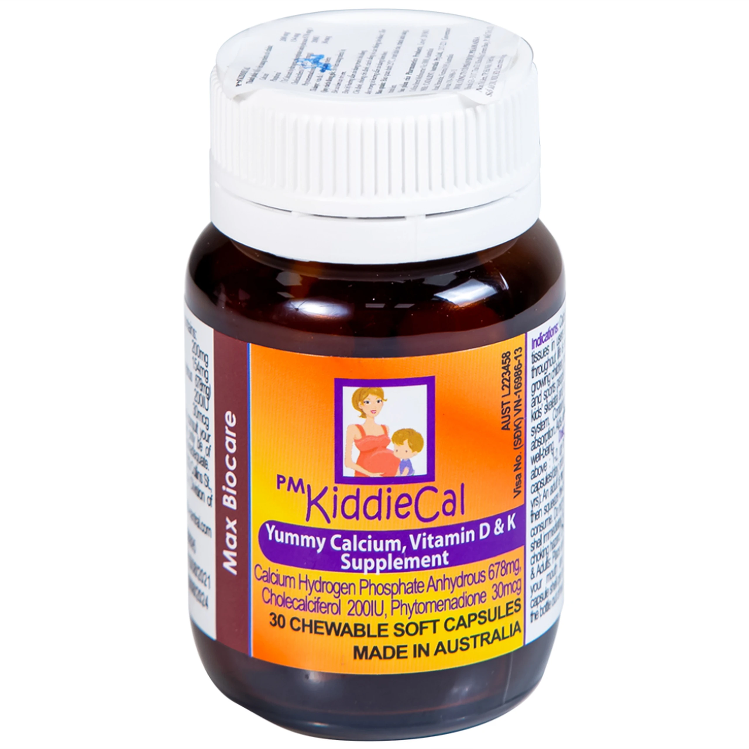 Viên nhai KiddieCal Catalent bổ sung canxi và vitamin D (30 viên)