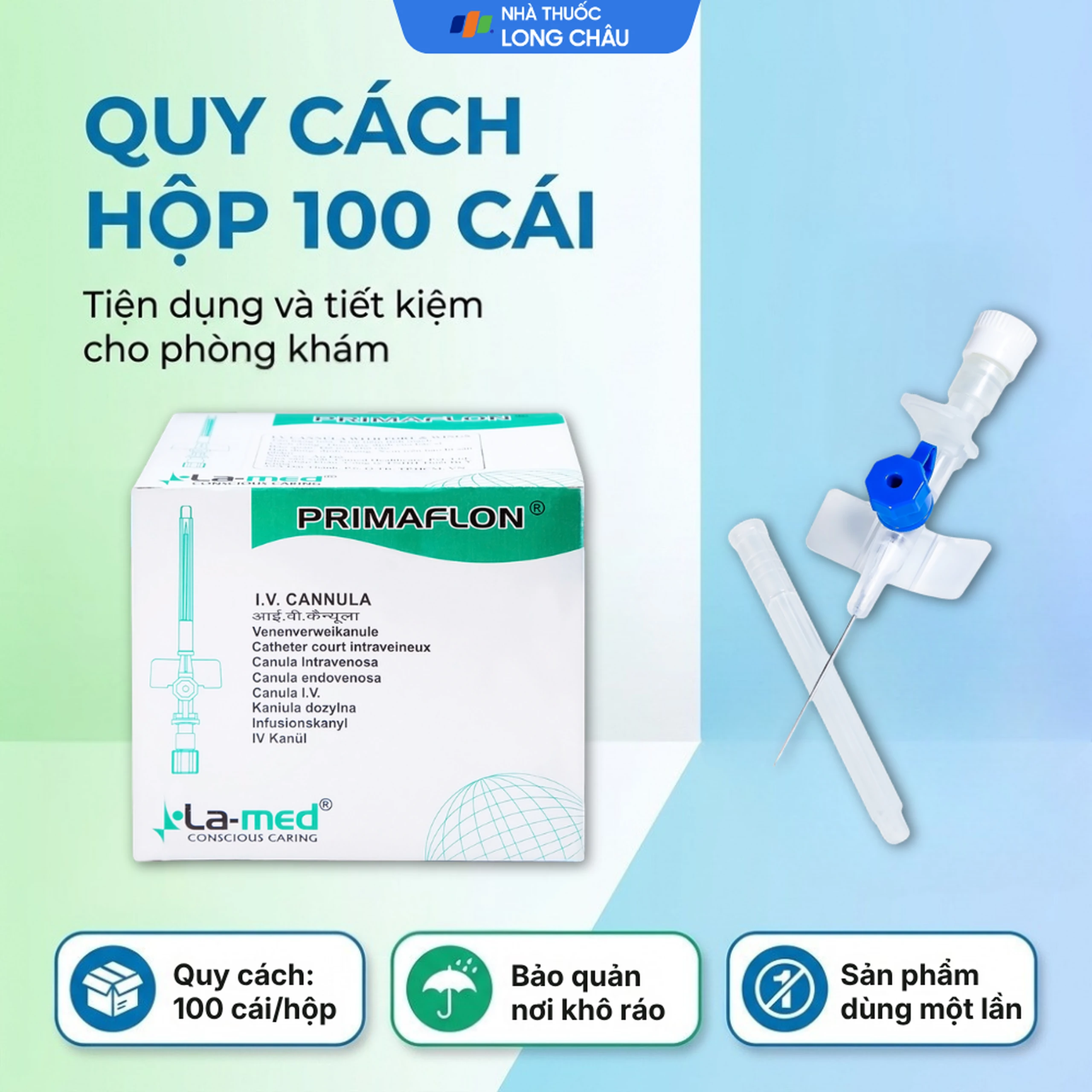 Kim luồn 22G/25mm Primaflon Lamed dễ dàng tiêm xuyên qua da và thành mạch (100 cái) 5
