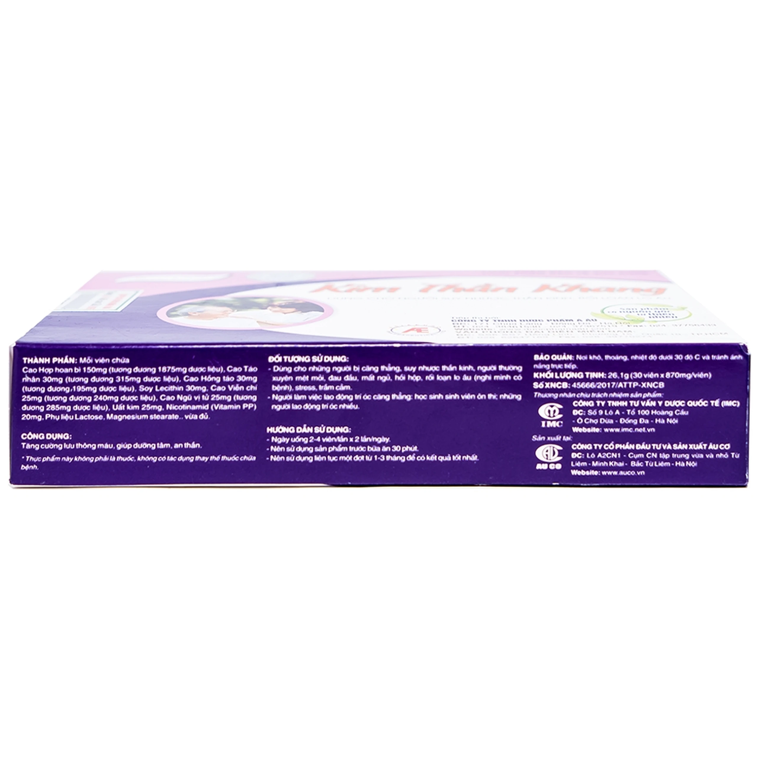 Viên uống dưỡng tâm an thần Kim Thần Khang IMC (3 vỉ x 10 viên)