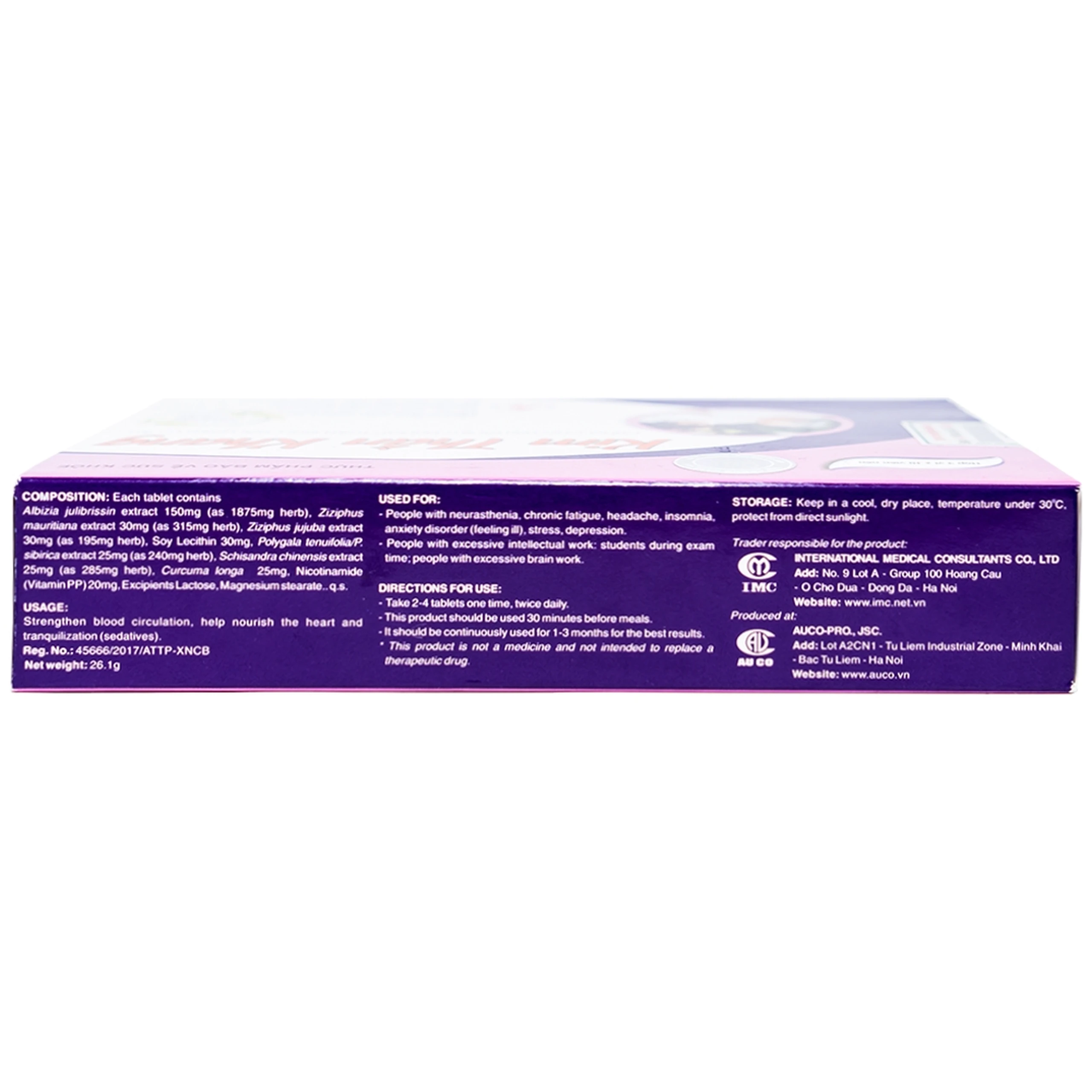 Viên uống dưỡng tâm an thần Kim Thần Khang IMC (3 vỉ x 10 viên)