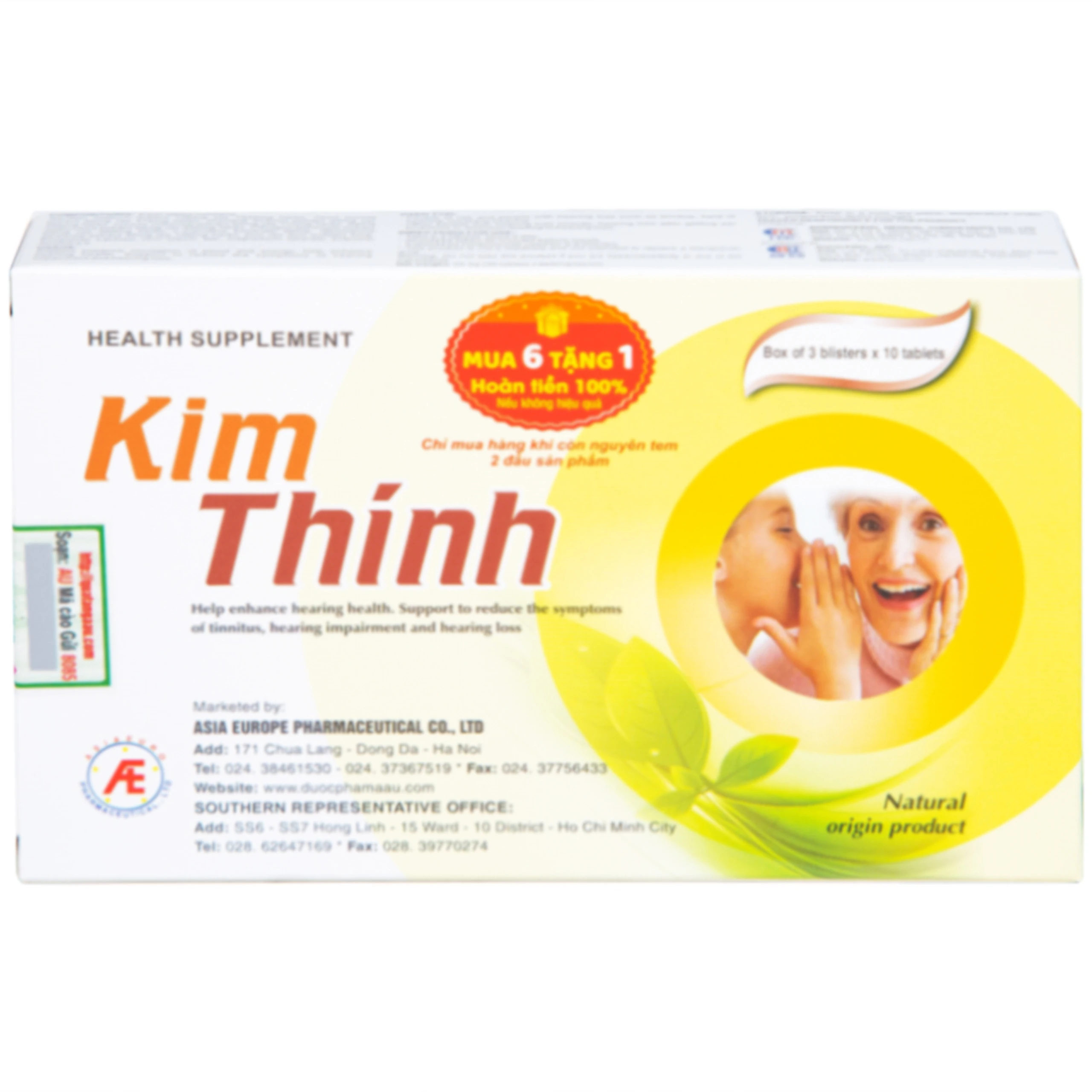 Viên uống hỗ trợ thính giác Kim Thính Á Âu (3 vỉ x 10 viên)