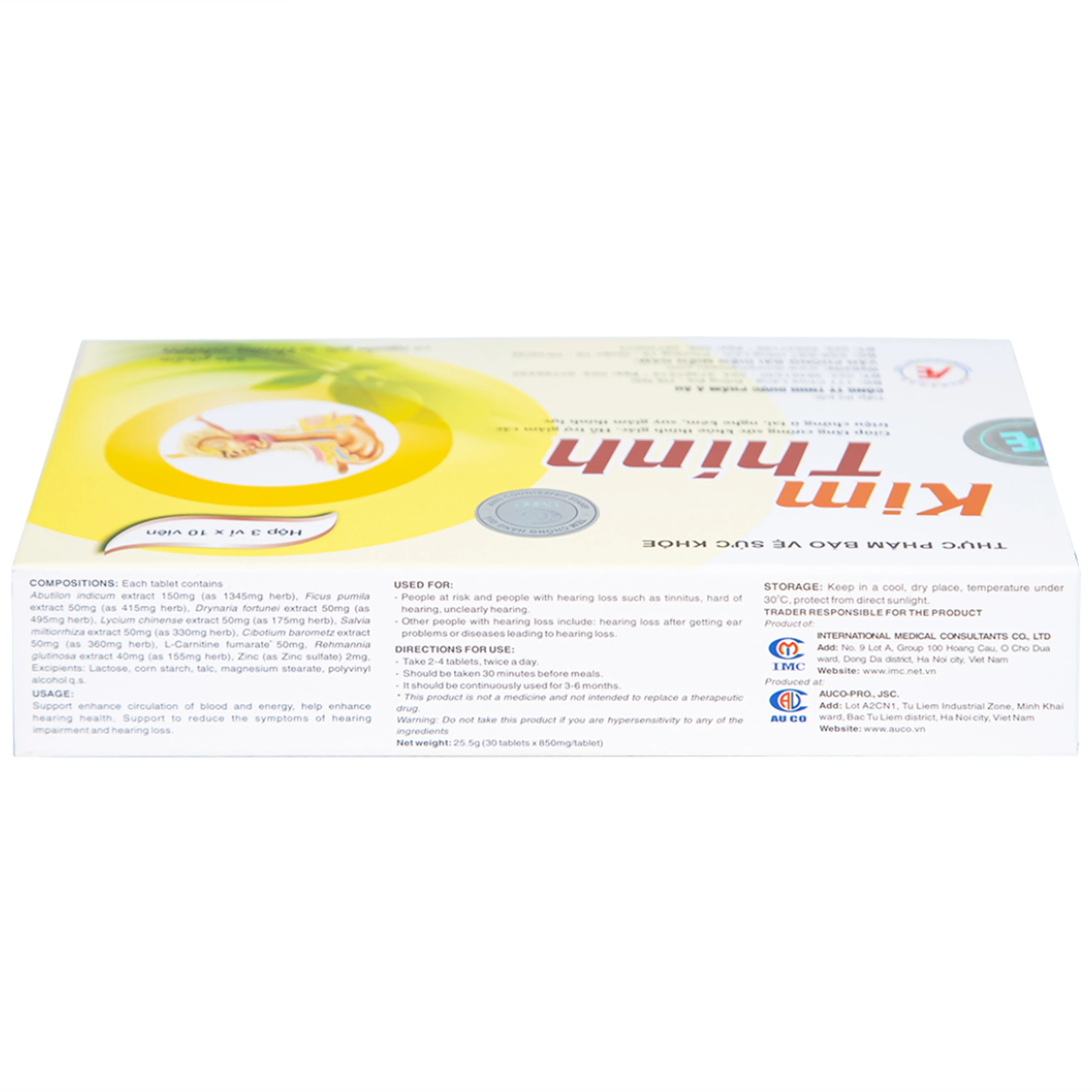 Viên uống hỗ trợ thính giác Kim Thính Á Âu (3 vỉ x 10 viên)