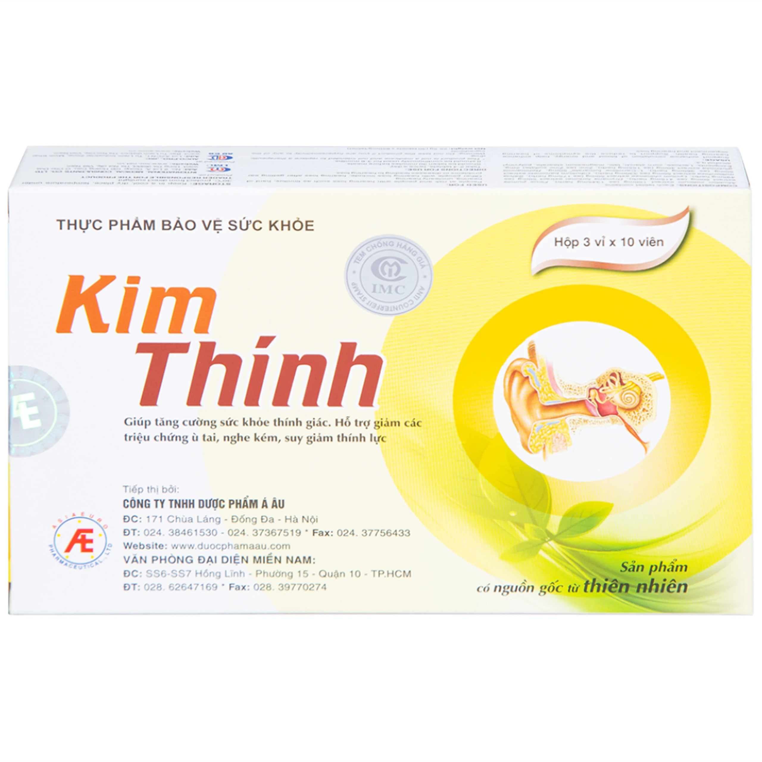 Viên uống hỗ trợ thính giác Kim Thính Á Âu (3 vỉ x 10 viên)
