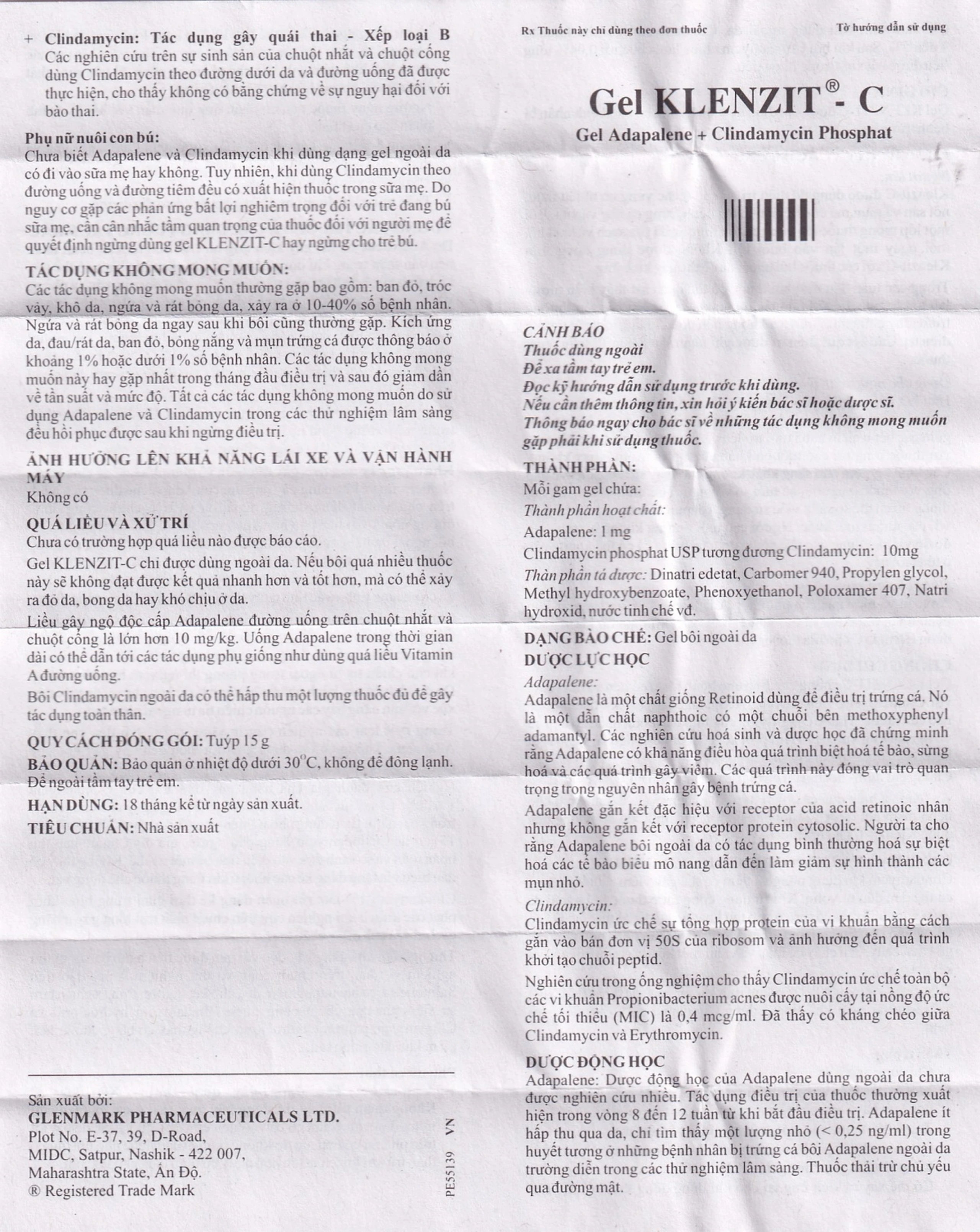 Gel bôi ngoài da Klenzit - C điều trị mụn trứng cá (15g)