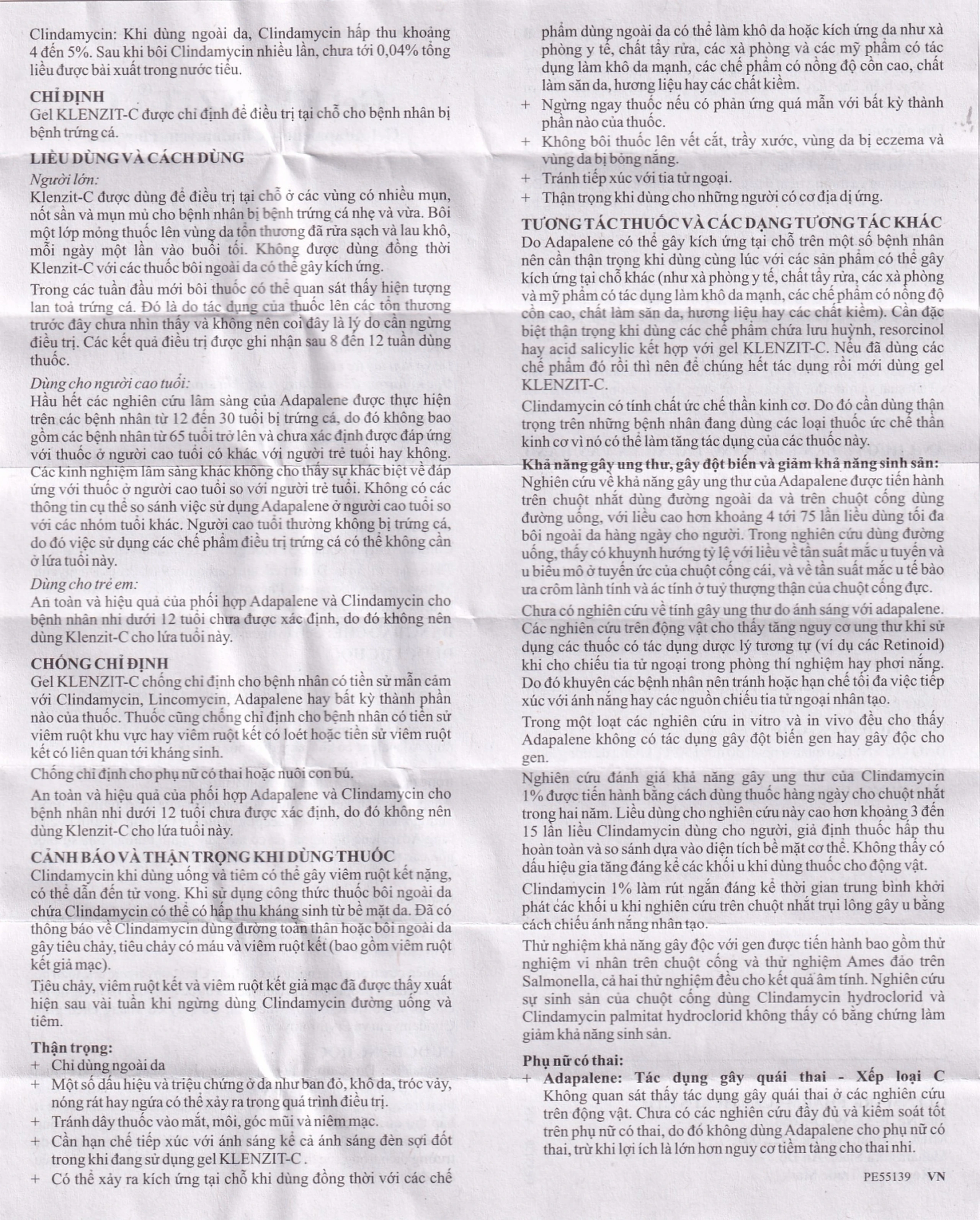 Gel bôi ngoài da Klenzit - C điều trị mụn trứng cá (15g)