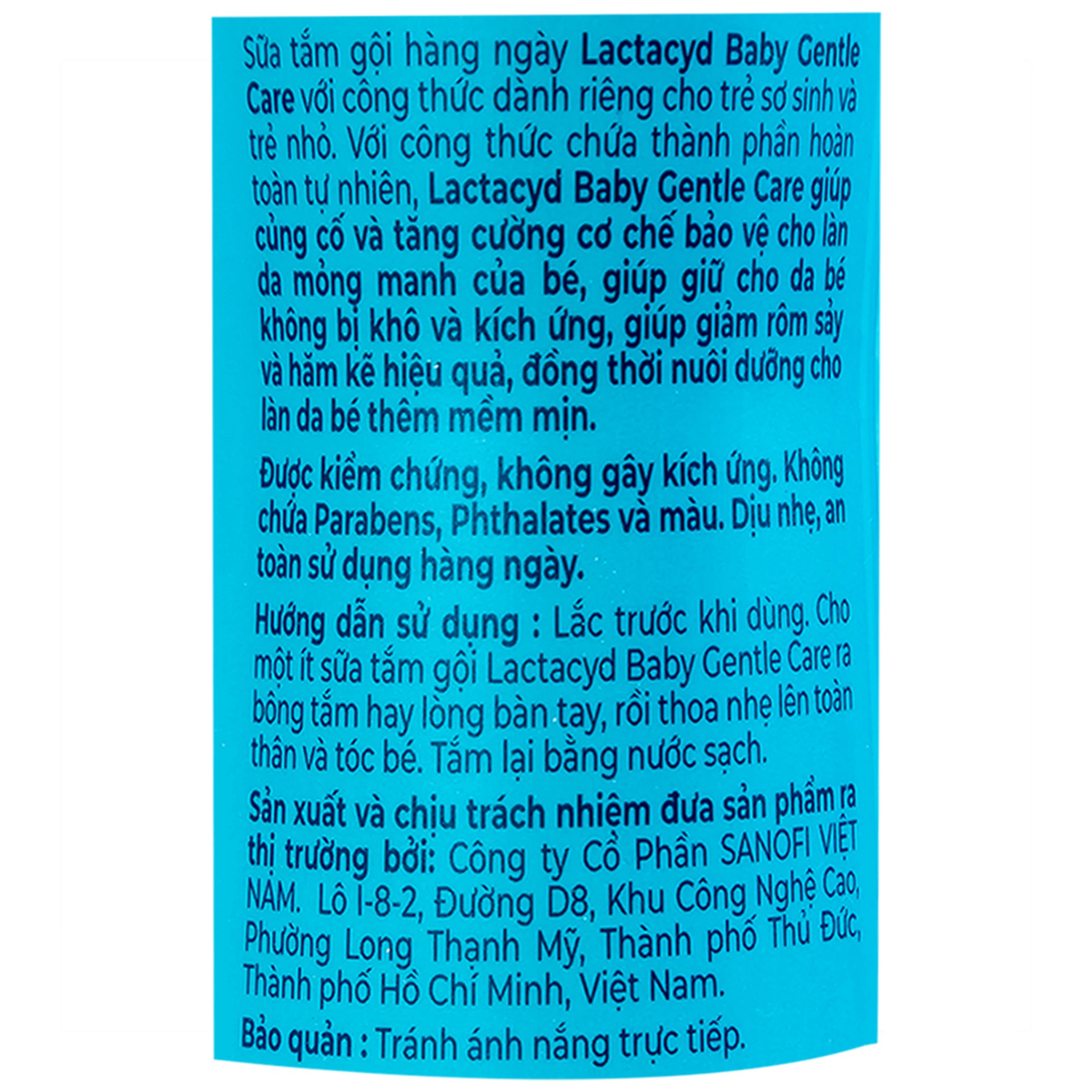 Sữa tắm gội cho bé Lactacyd Baby giảm rôm sảy, hăm kẽ (250ml)