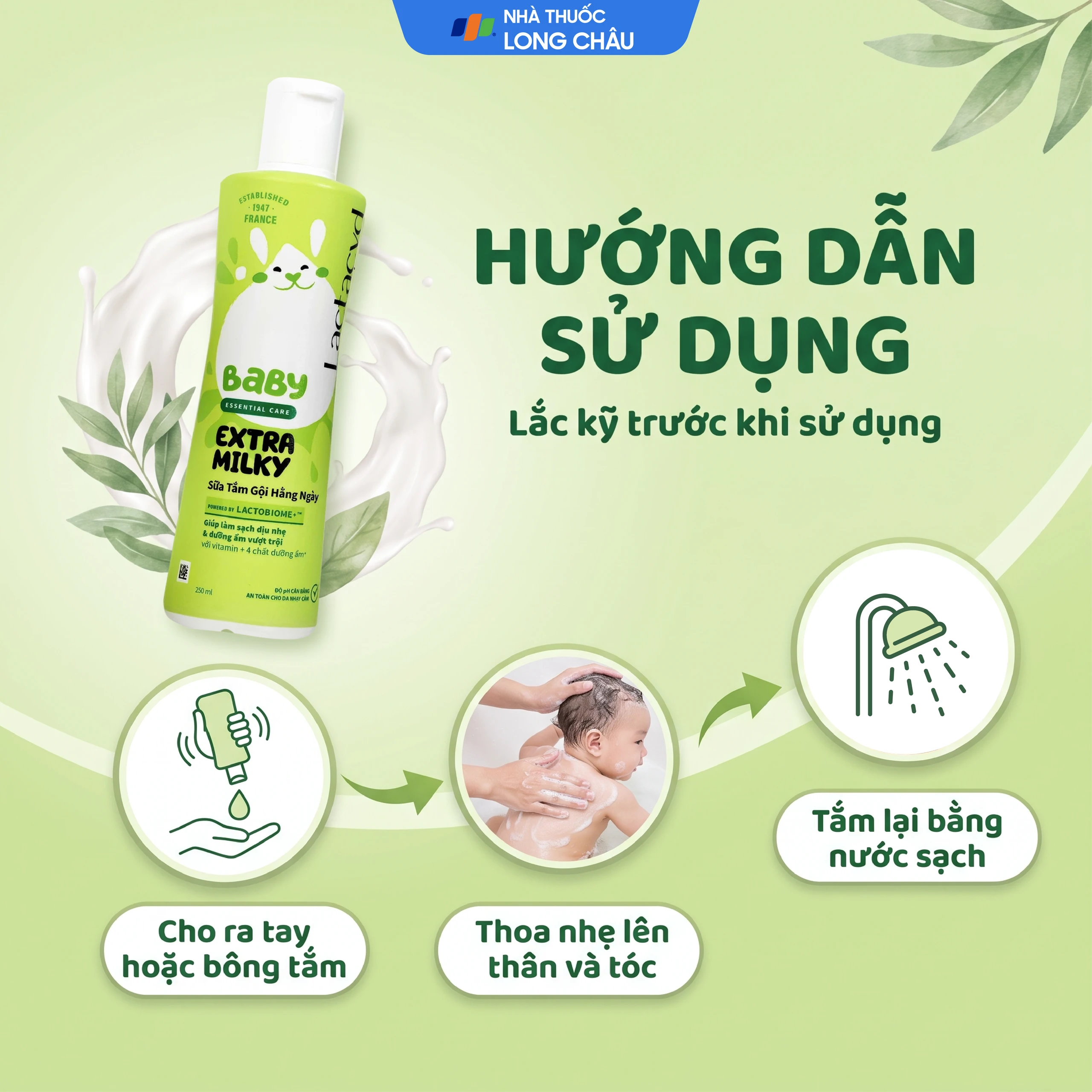 Sữa tắm gội cho bé Lactacyd Baby Extra Milky bảo vệ, nuôi dưỡng da và tóc (250ml) 5