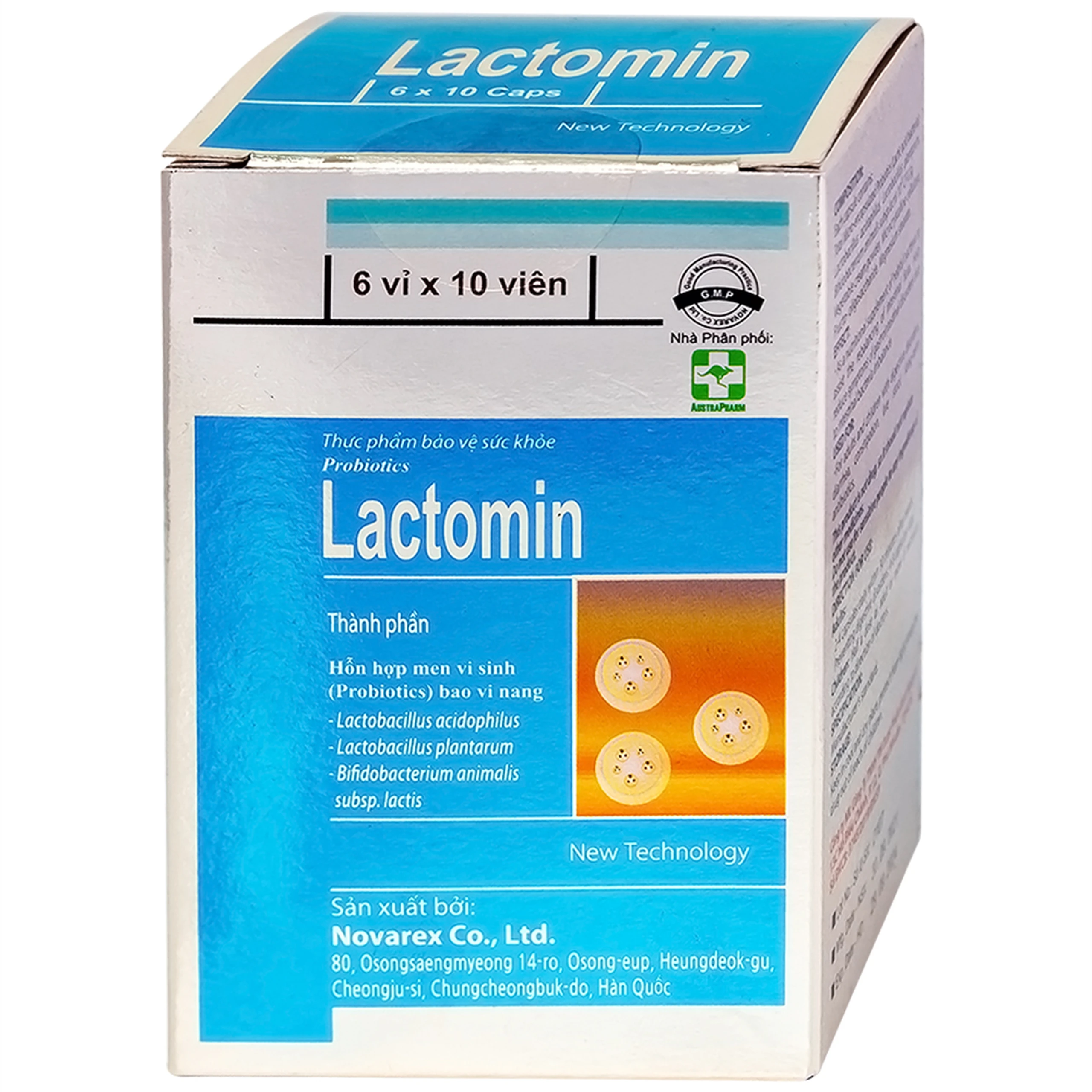 Viên uống Lactomin Novarex bổ sung vi khuẩn có ích, giúp tái lập cân bằng hệ vi sinh đường ruột (6 vỉ x 10 viên) 1