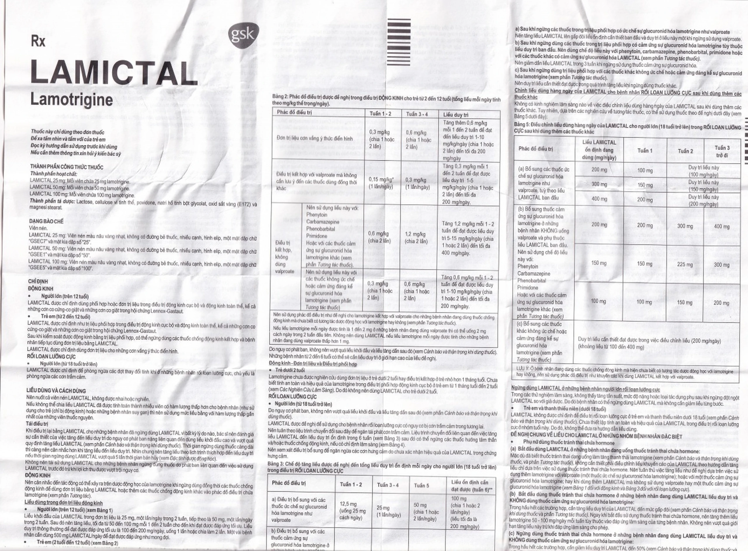 Viên nén Lamictal 25mg GSK điều trị động kinh và phòng ngừa bệnh rối loạn lưỡng cực (3 vỉ x 10 viên)