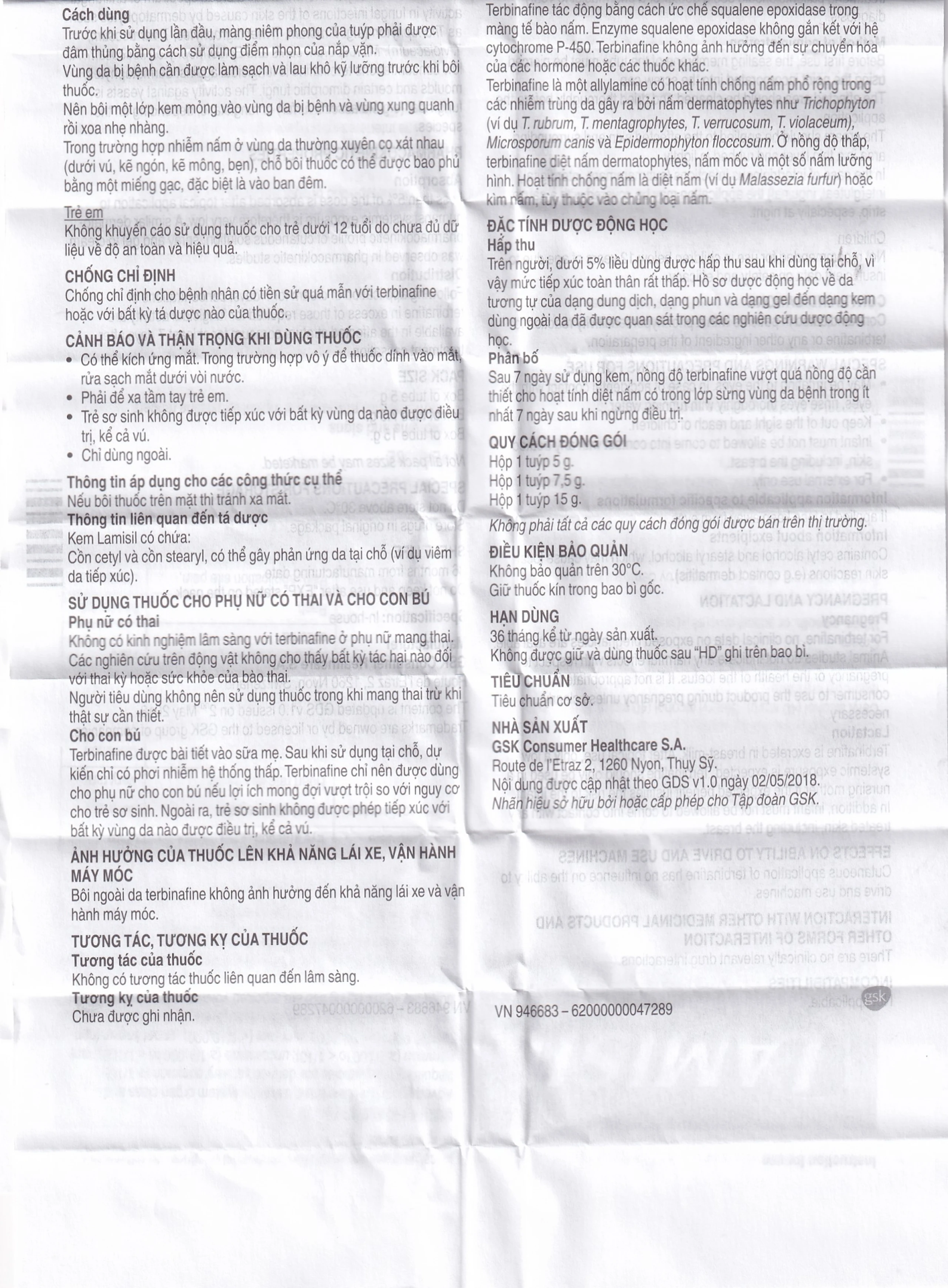 Kem bôi da Lamisil Novartis điều trị nhiễm nấm da, lang ben (5g)