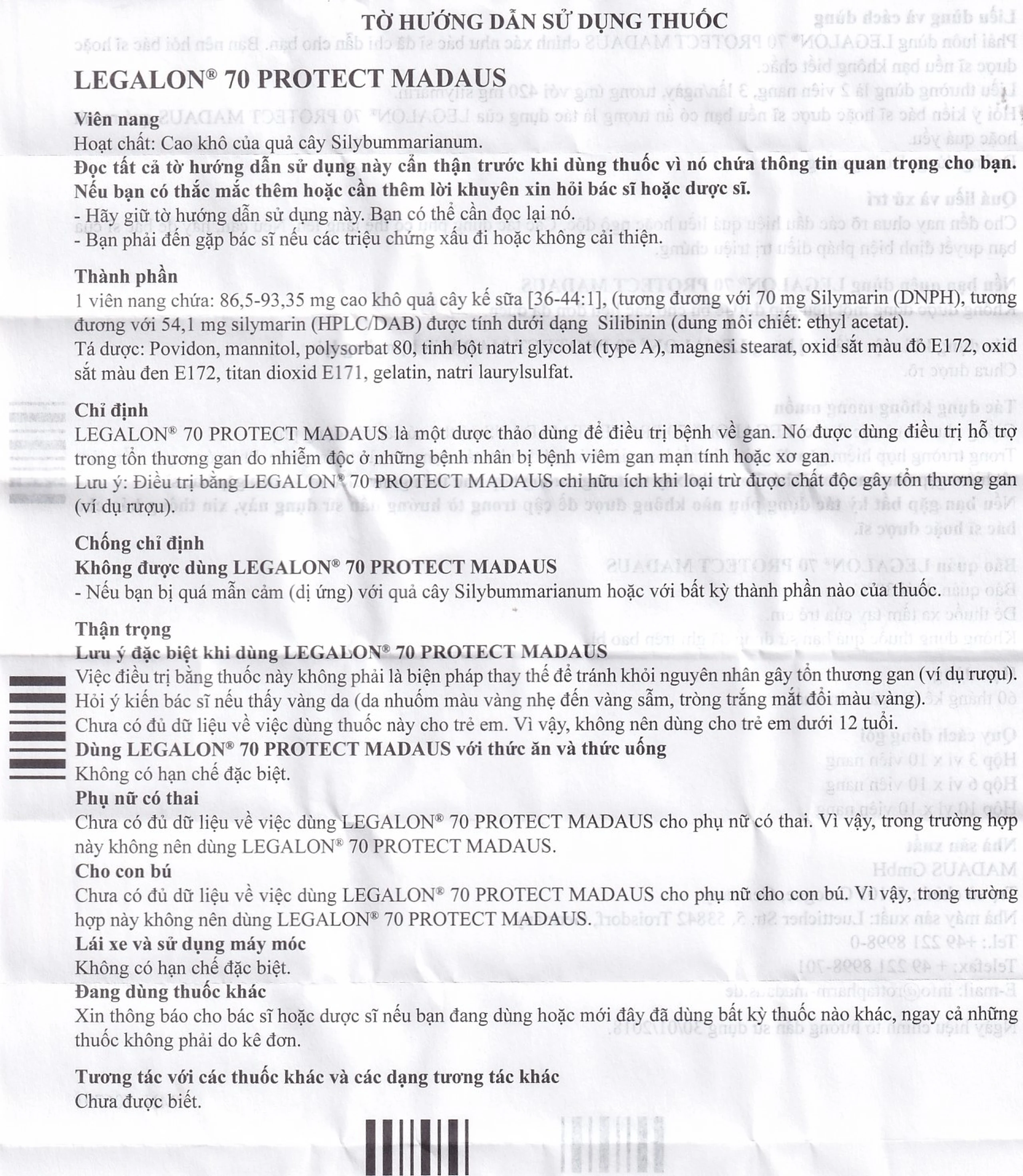 Viên nang Legalon 70 Madaus điều trị bệnh gan, nhiễm độc gan (10 vỉ x 10 viên)