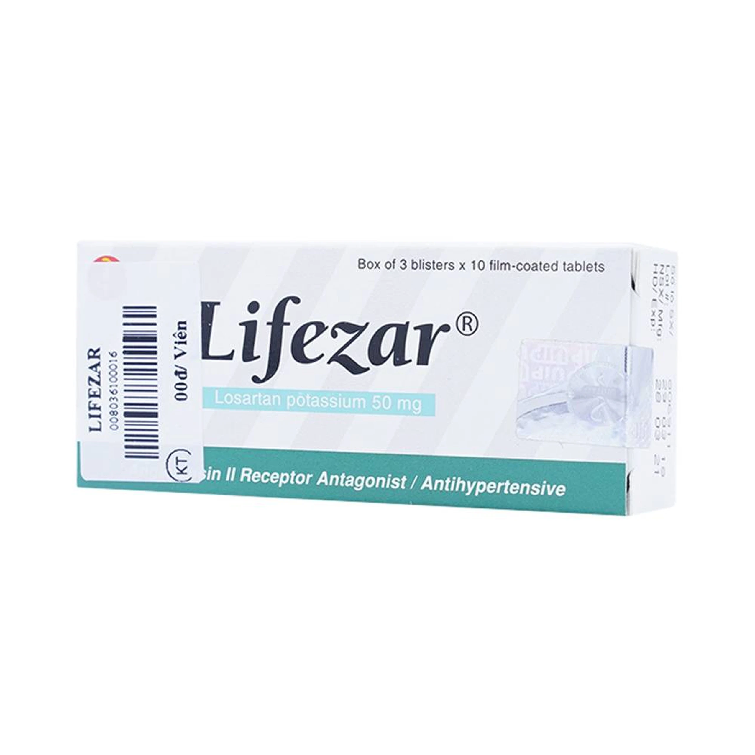 Viên nén Lifezar 50mg United điều trị cao huyết áp (3 vỉ x 10 viên)
