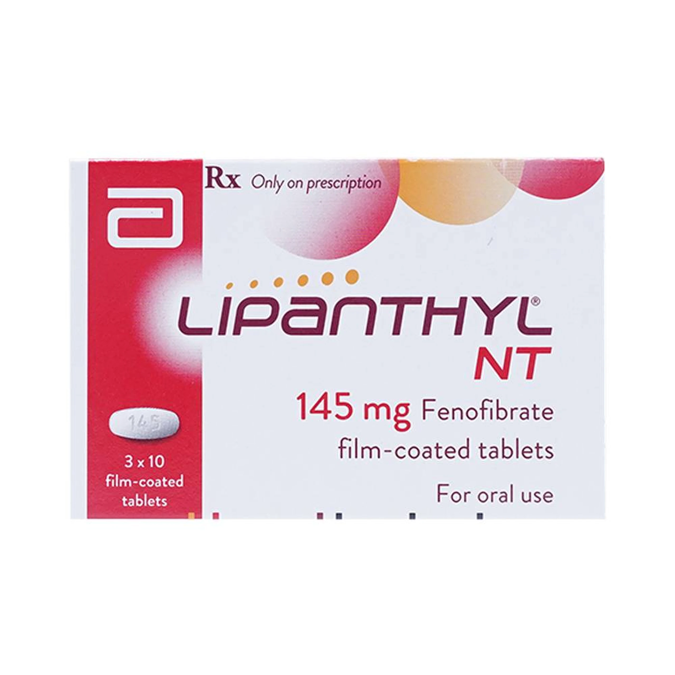 Thuốc Lipanthyl NT 145mg Abbott hỗ trợ giảm cholesterol máu và tiến triển bệnh võng mạc đái tháo đường (3 vỉ x 10 viên)