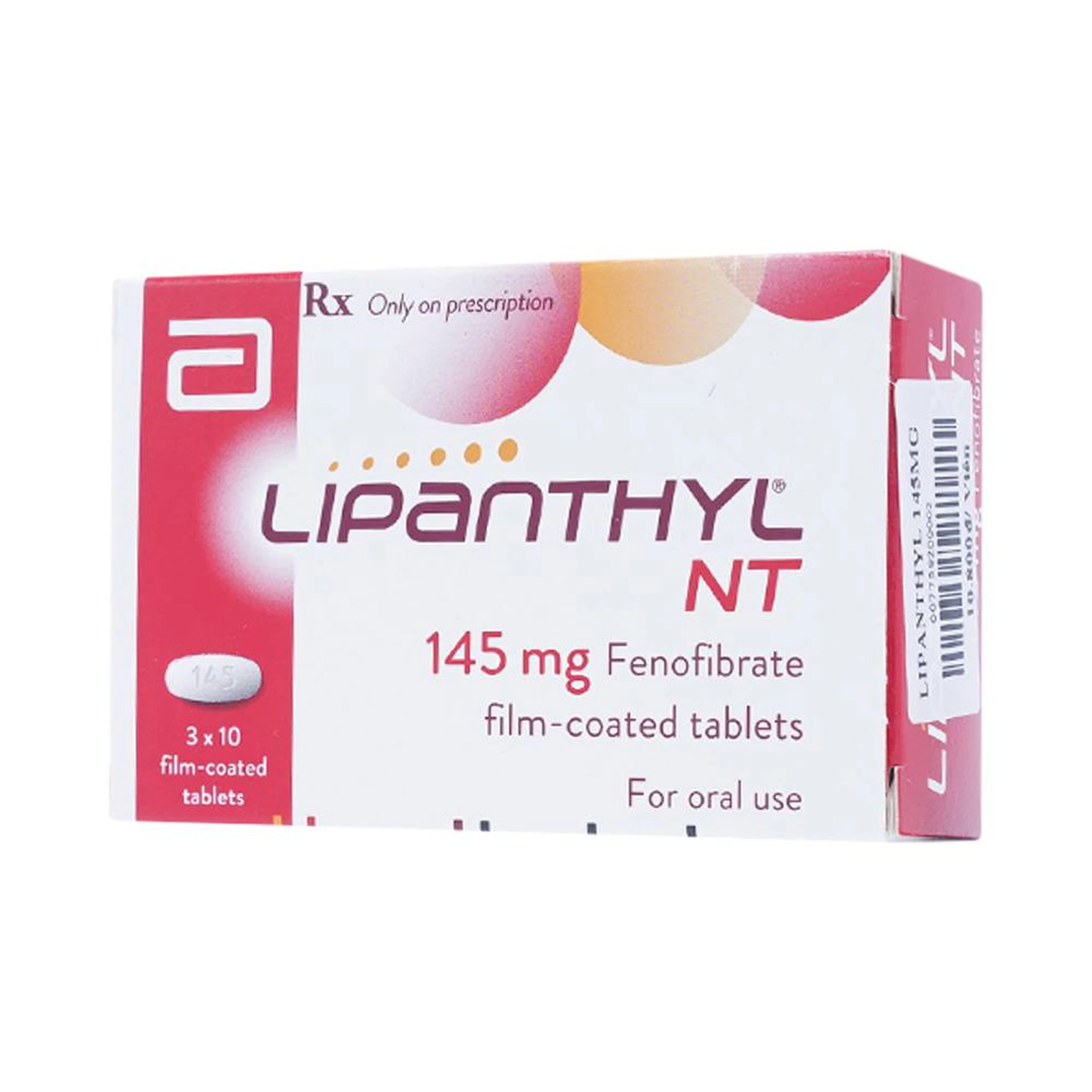 Thuốc Lipanthyl NT 145mg Abbott hỗ trợ giảm cholesterol máu và tiến triển bệnh võng mạc đái tháo đường (3 vỉ x 10 viên)