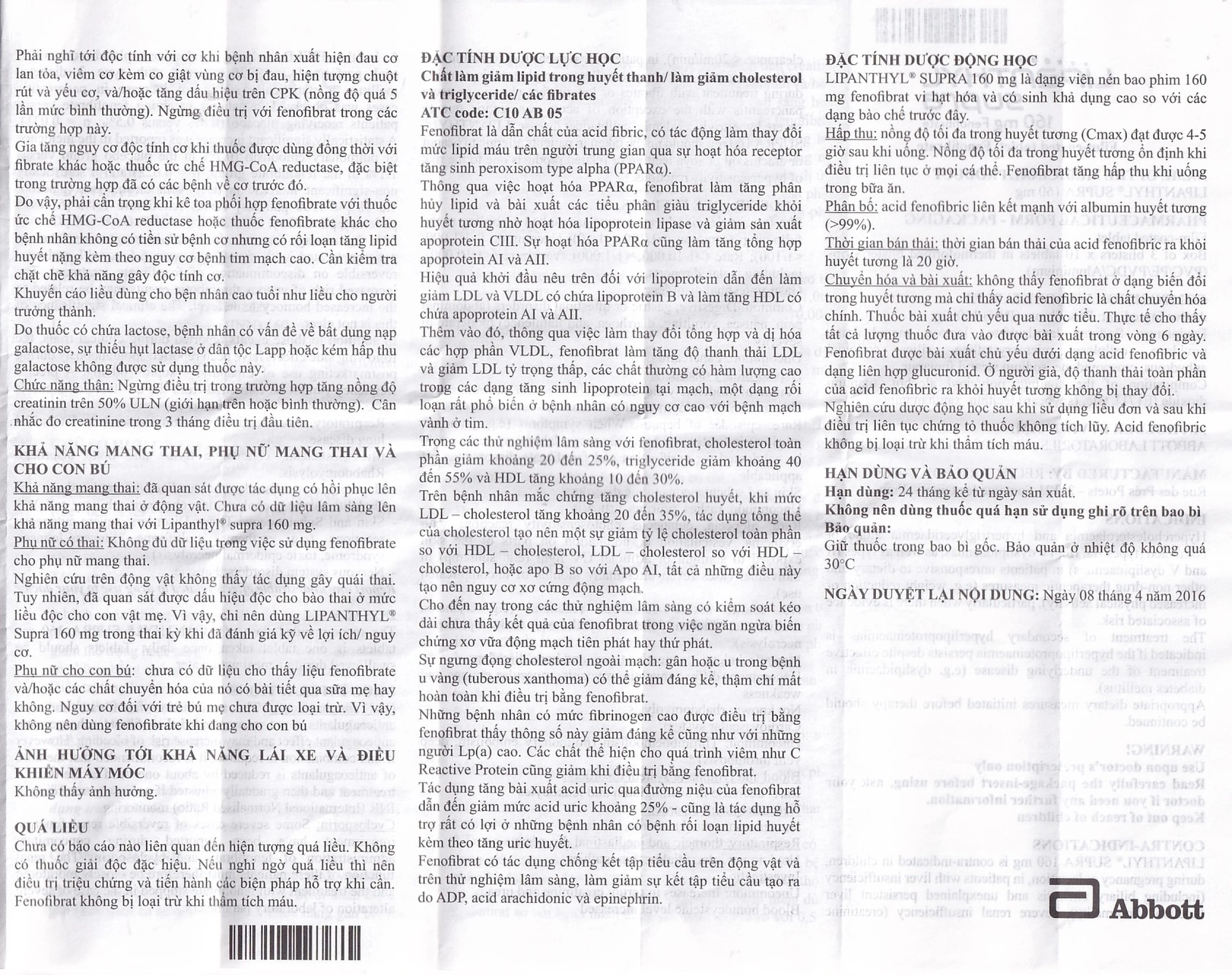 Thuốc Lipanthyl Supra 160mg Abbott điều trị tăng cholesterol máu (3 vỉ x 10 viên)