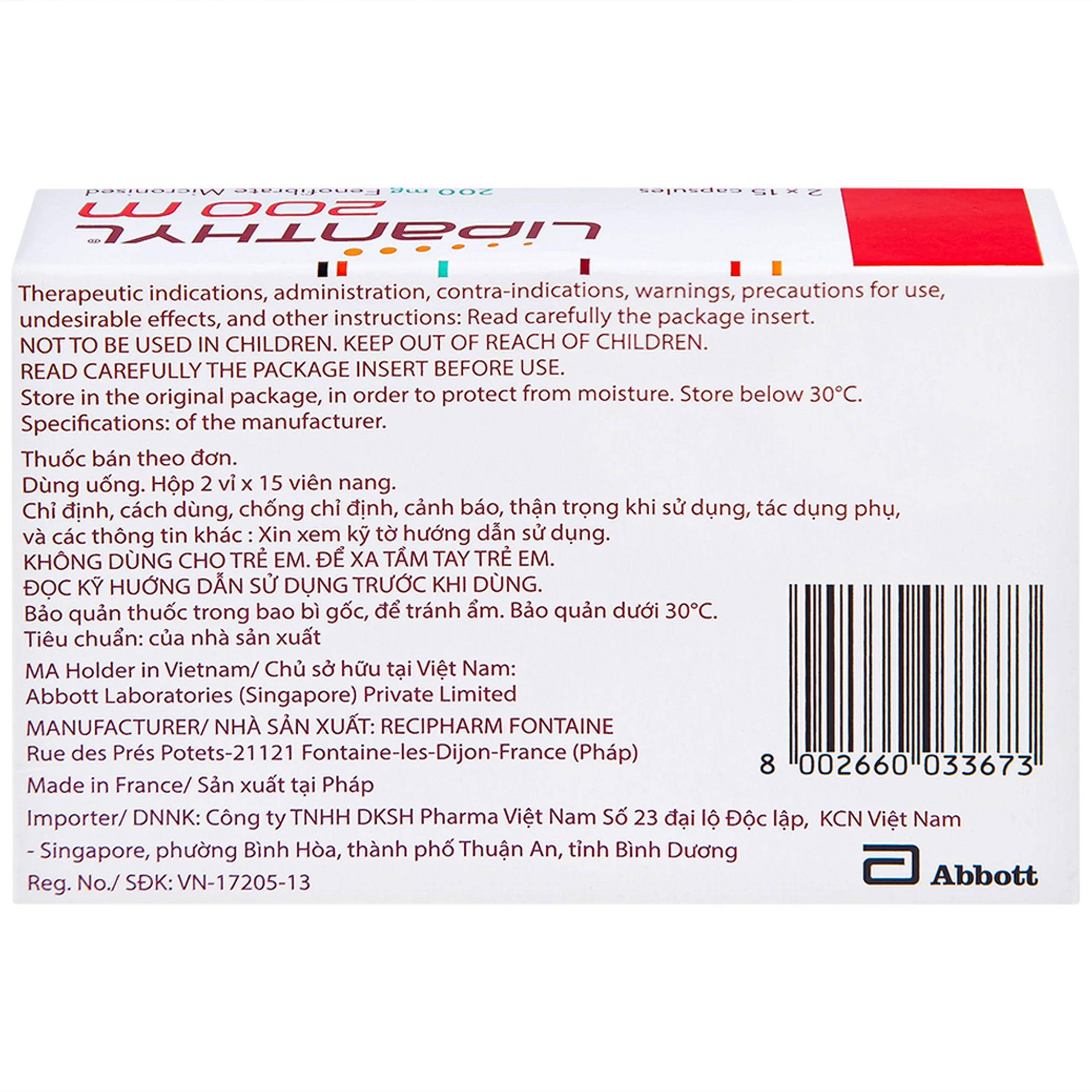 Viên nang cứng Lipanthyl 200mg Abbott bổ sung chế độ ăn kiêng trong điều trị tăng triglyceride (2 vỉ x 15 viên)
