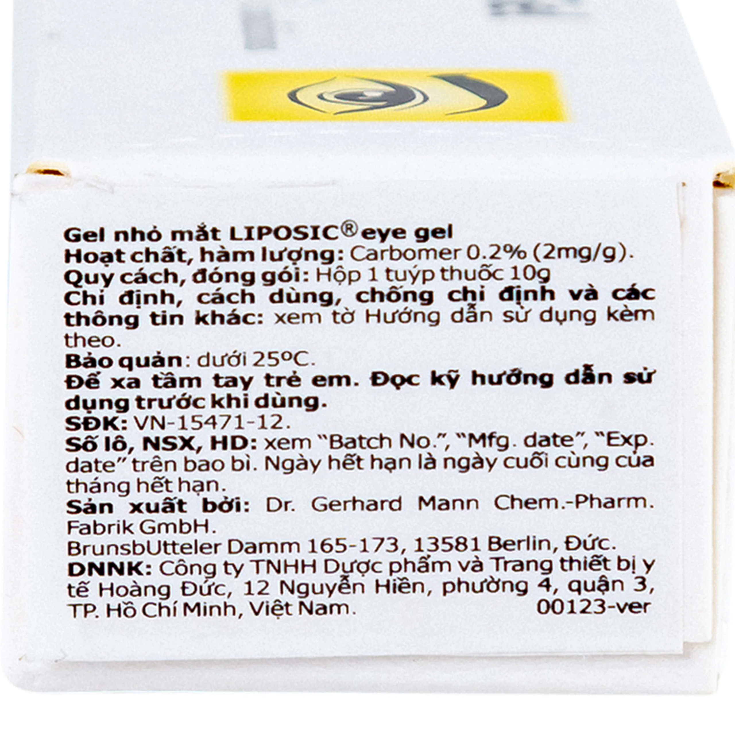 Gel nhỏ mắt Liposic Eye Gel Bausch And Lomb điều trị triệu chứng cho bệnh khô mắt (10g)