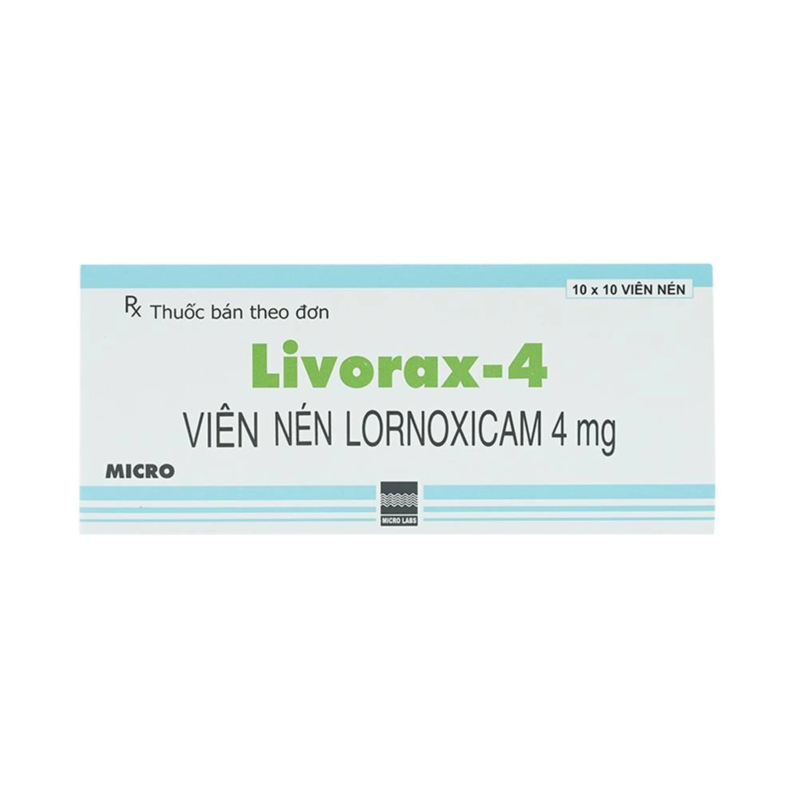Viên nén Livorax-4 Micro giảm đau và chống viêm xương khớp (10 vỉ x 10 viên)