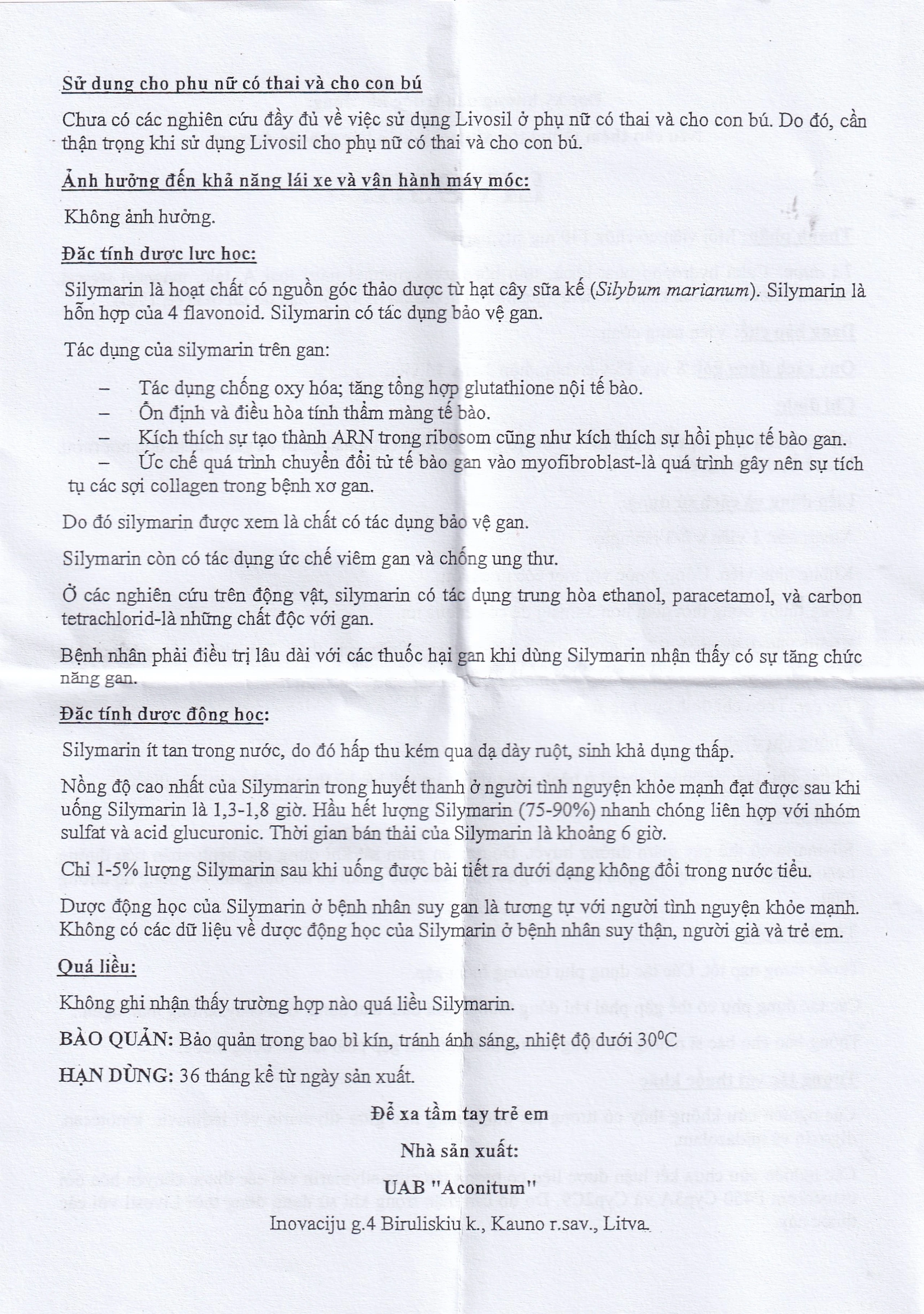 Viên nang cứng Livosil 140mg aconitum hỗ trợ điều trị viêm gan mạn tính, xơ gan (8 vỉ x 15 viên)