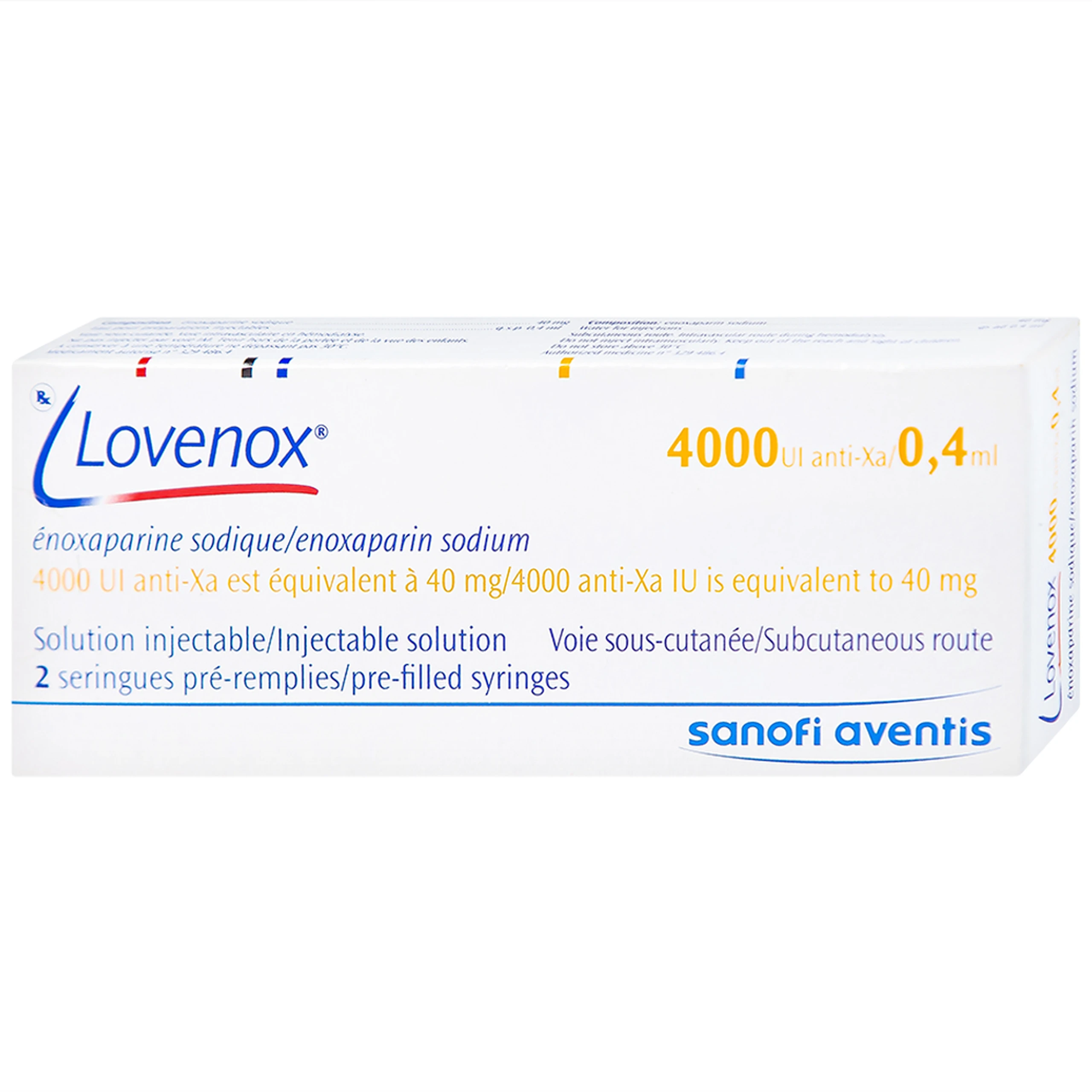 Dung dịch tiêm Lovenox 4000 anti-Xa IU/0.4 ml điều trị dự phòng bệnh thuyên tắc huyết khối tĩnh mạch (2 ống)