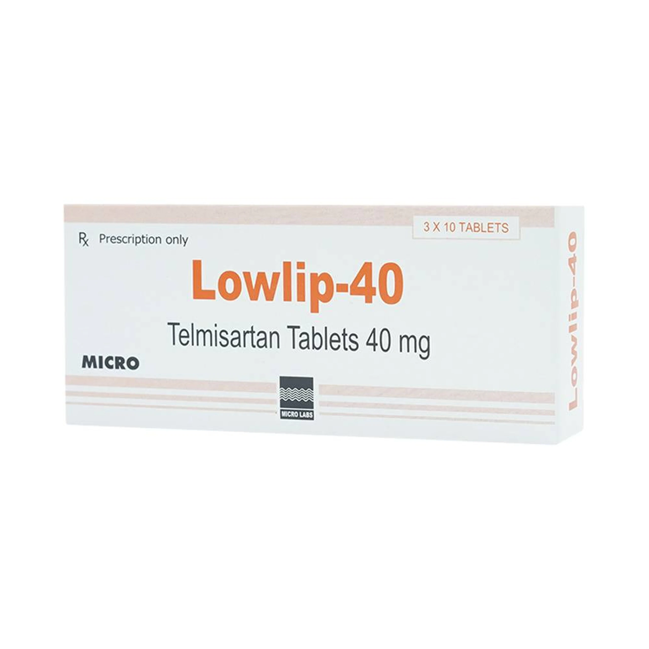 Thuốc Lowlip 40 Micro điều trị tăng huyết áp từ nhẹ đến vừa (3 vỉ x 10 viên)