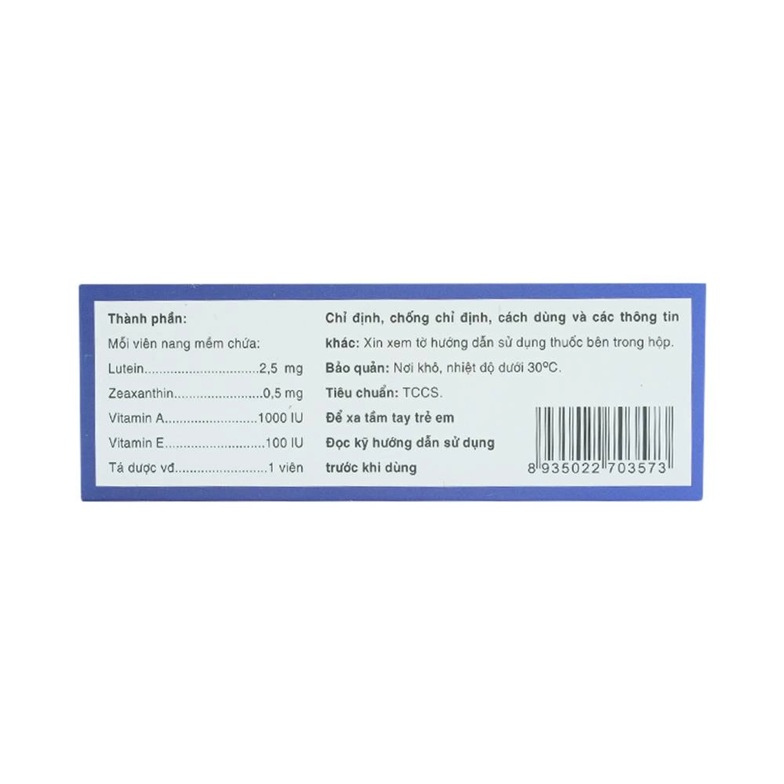 Thuốc Luxathin-E hỗ trợ điều trị bệnh lý về mắt, khô mắt, nhìn mờ, cải thiện thị lực (3 vỉ x 10 viên)