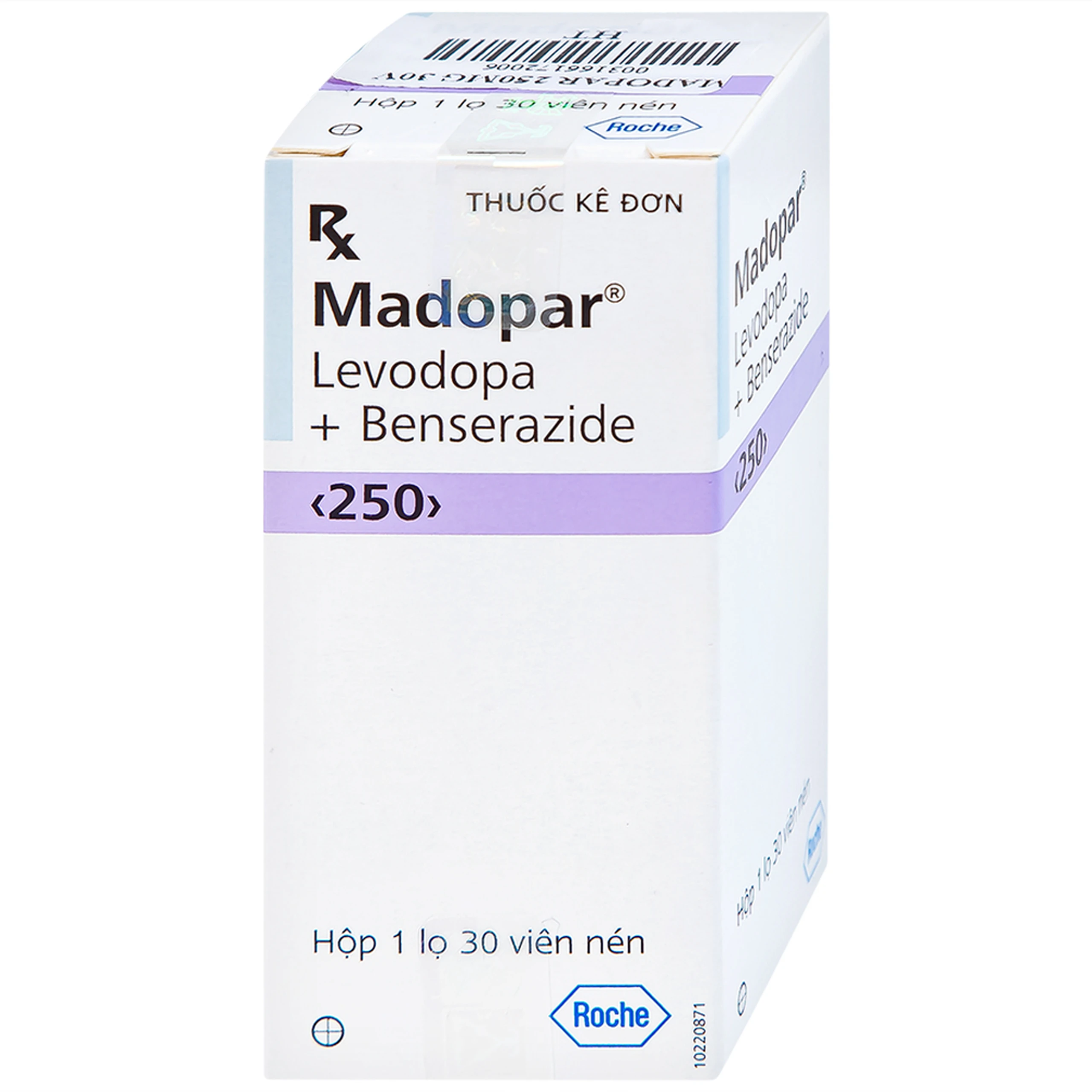 Viên nén Madopar Levodopa And Benserazide 250 Roche điều trị bệnh Parkinson vô căn (30 viên)