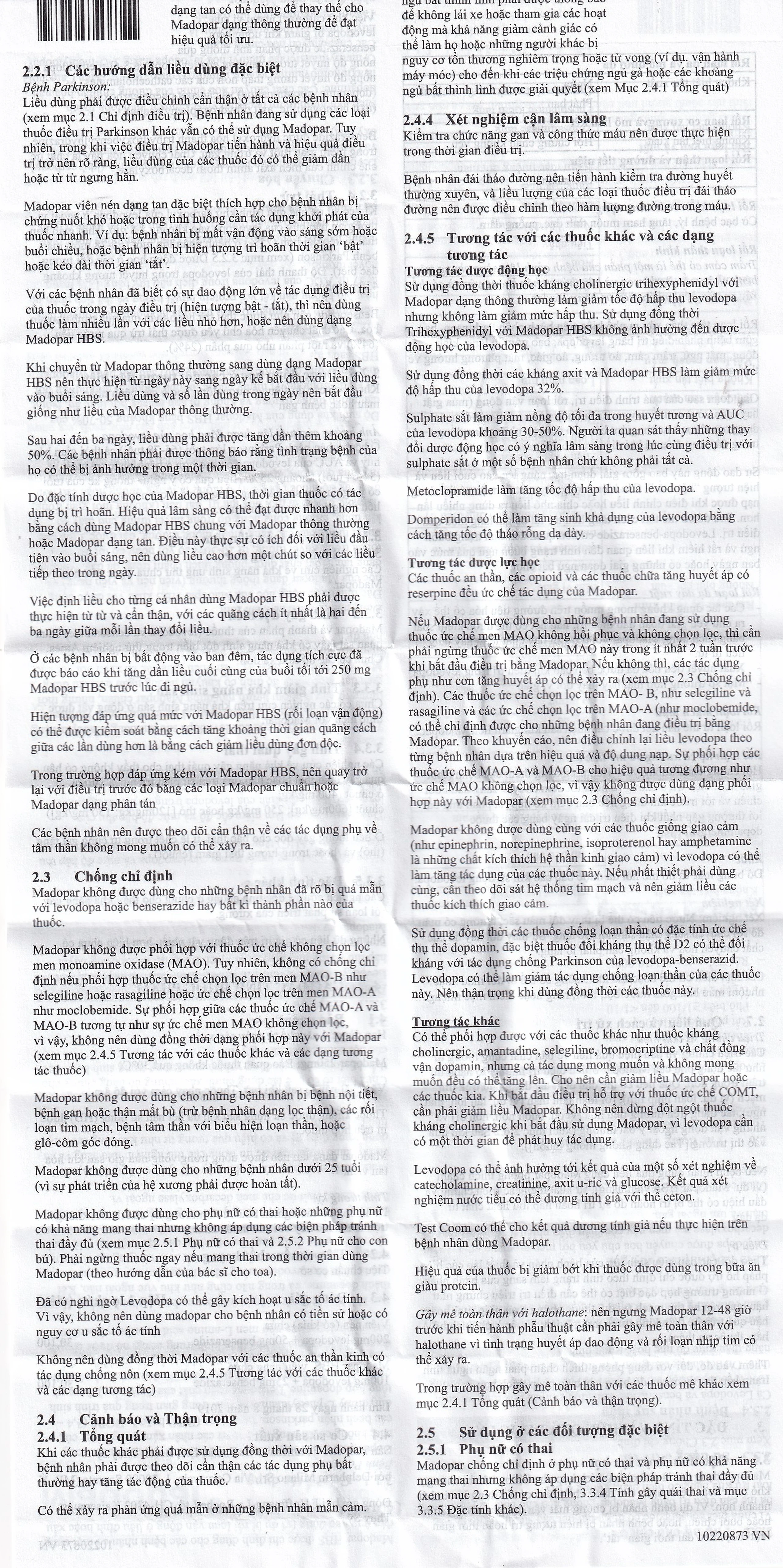 Viên nén Madopar Levodopa And Benserazide 250 Roche điều trị bệnh Parkinson vô căn (30 viên)