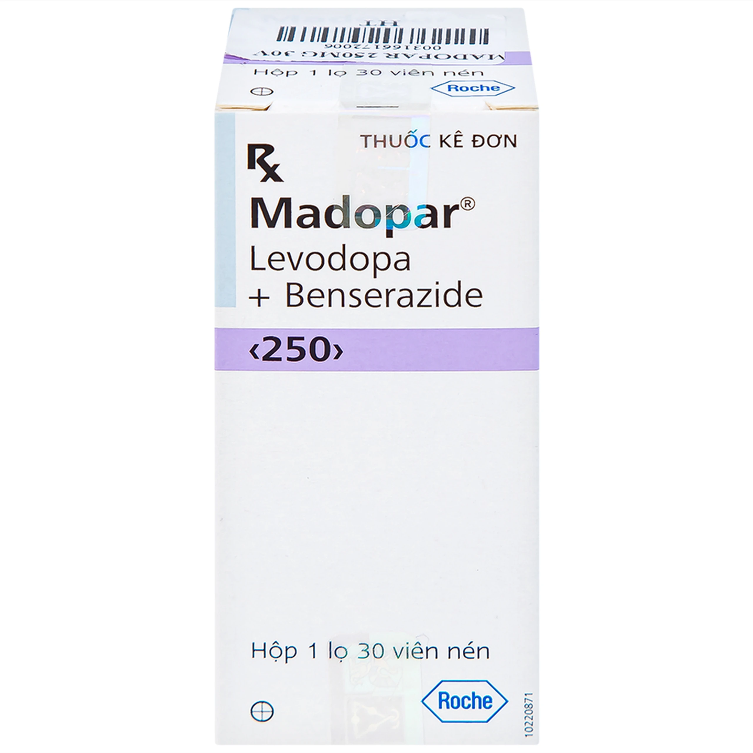 Viên nén Madopar Levodopa And Benserazide 250 Roche điều trị bệnh Parkinson vô căn (30 viên)