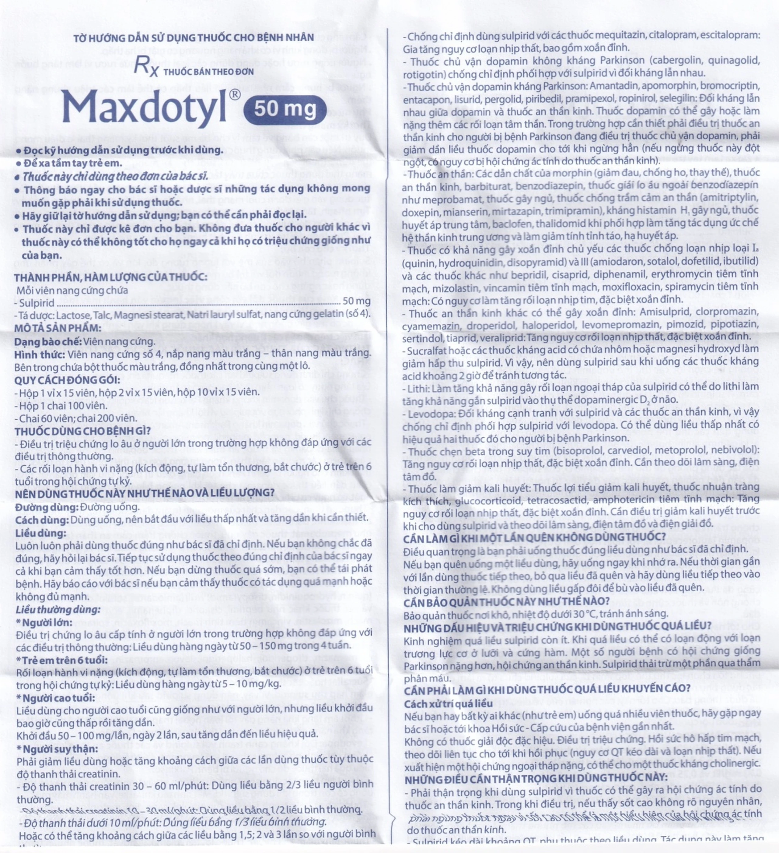 Viên nang cứng Maxdotyl 50mg Domesco điều trị chứng lo âu ở người lớn (2 vỉ x 15 viên)