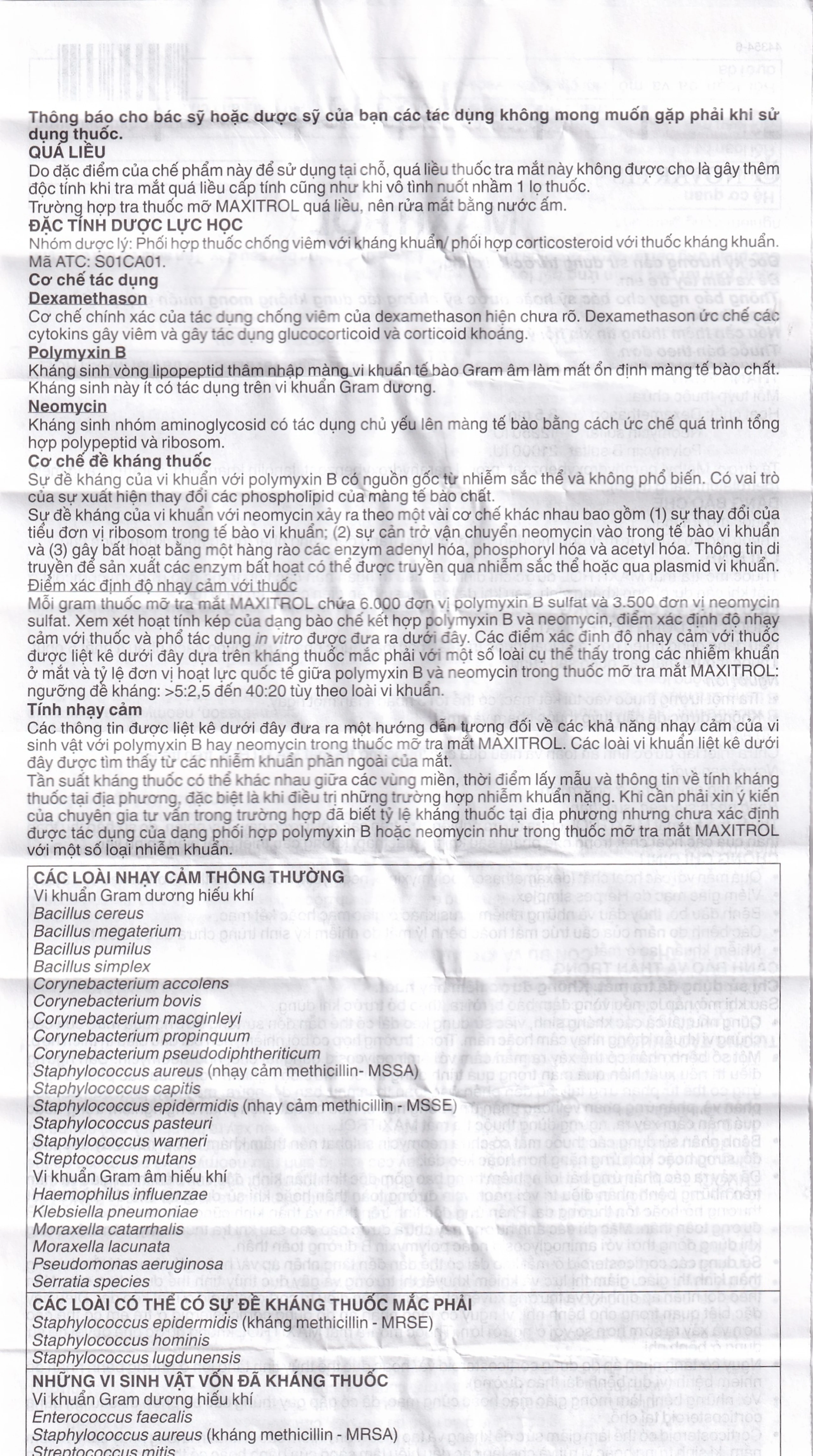 Thuốc mỡ tra mắt Maxitrol điều trị ngắn hạn các tình trạng đáp ứng với corticoid ở mắt (3,5g) 
