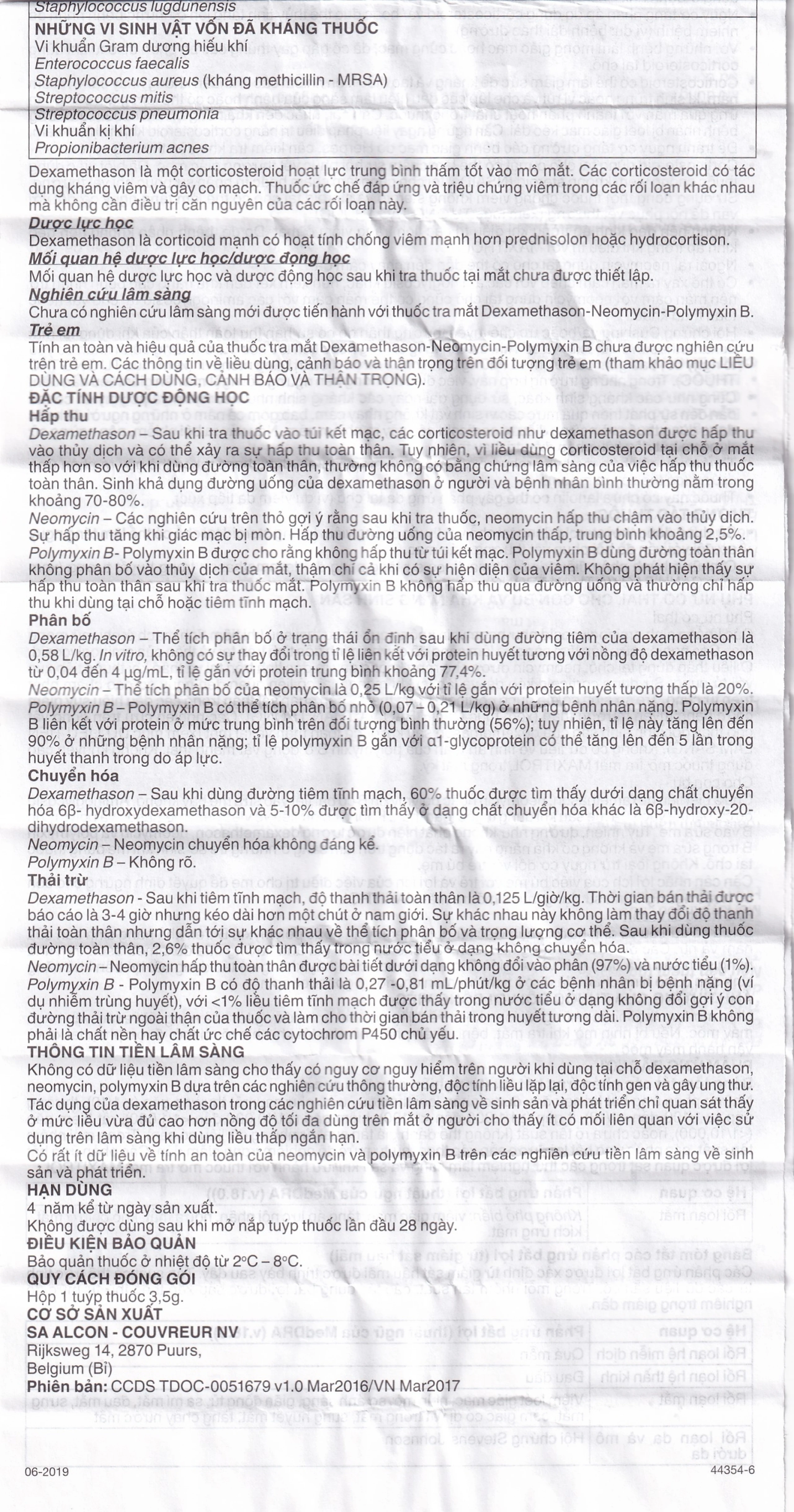 Thuốc mỡ tra mắt Maxitrol điều trị ngắn hạn các tình trạng đáp ứng với corticoid ở mắt (3,5g) 