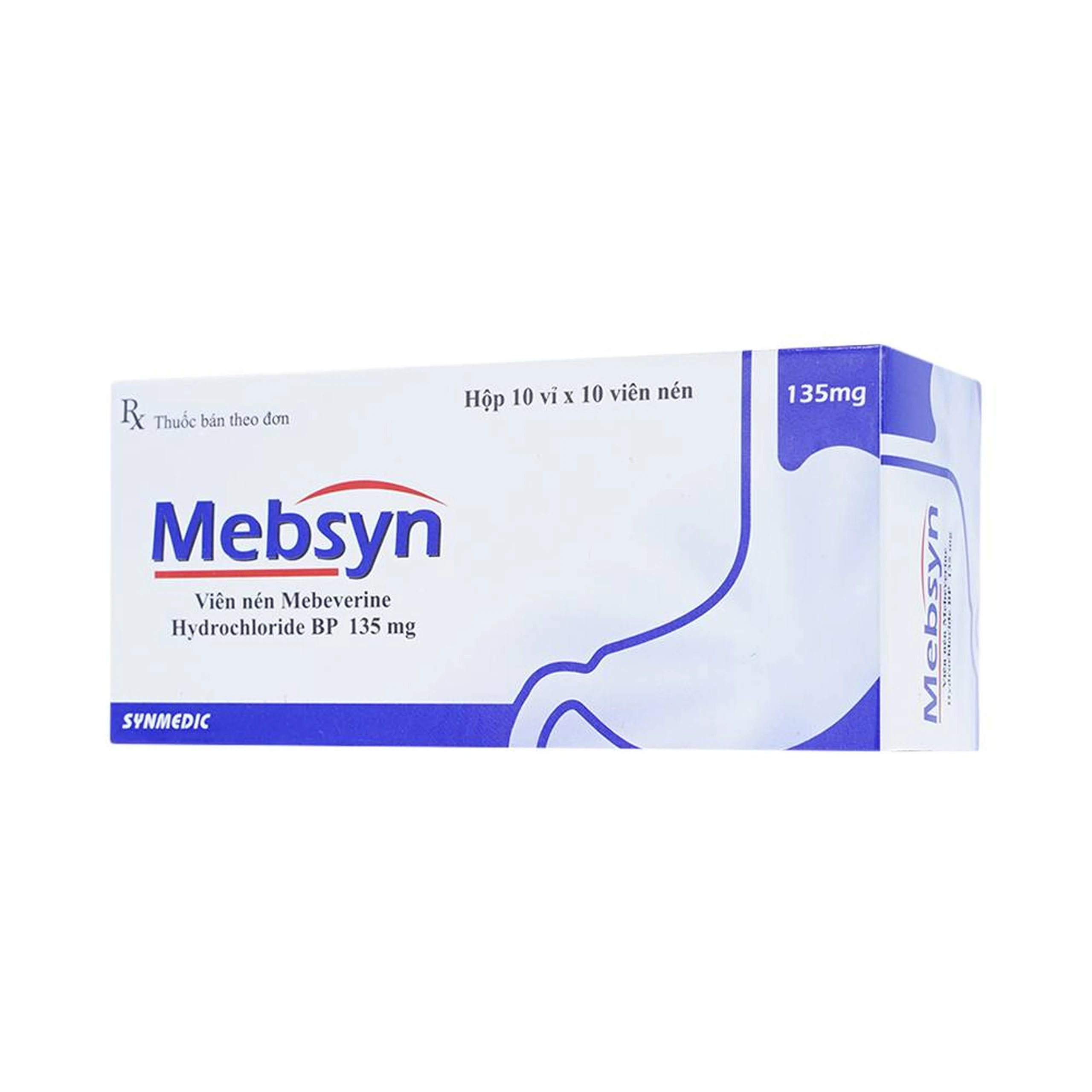 Thuốc Mebsyn 135mg Synmedic điều trị hội chứng ruột kích thích (10 vỉ x 10 viên)