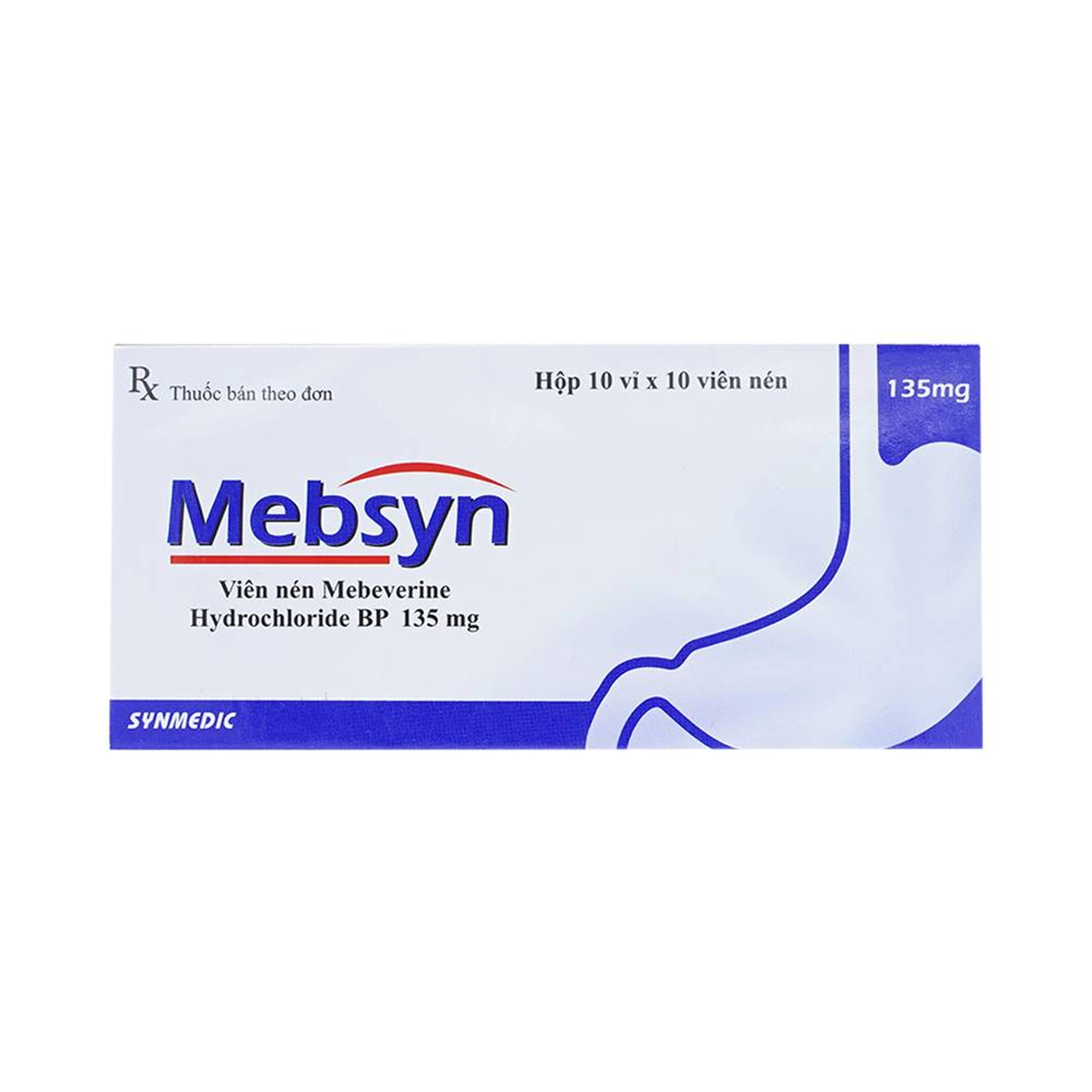 Thuốc Mebsyn 135mg Synmedic điều trị hội chứng ruột kích thích (10 vỉ x 10 viên)