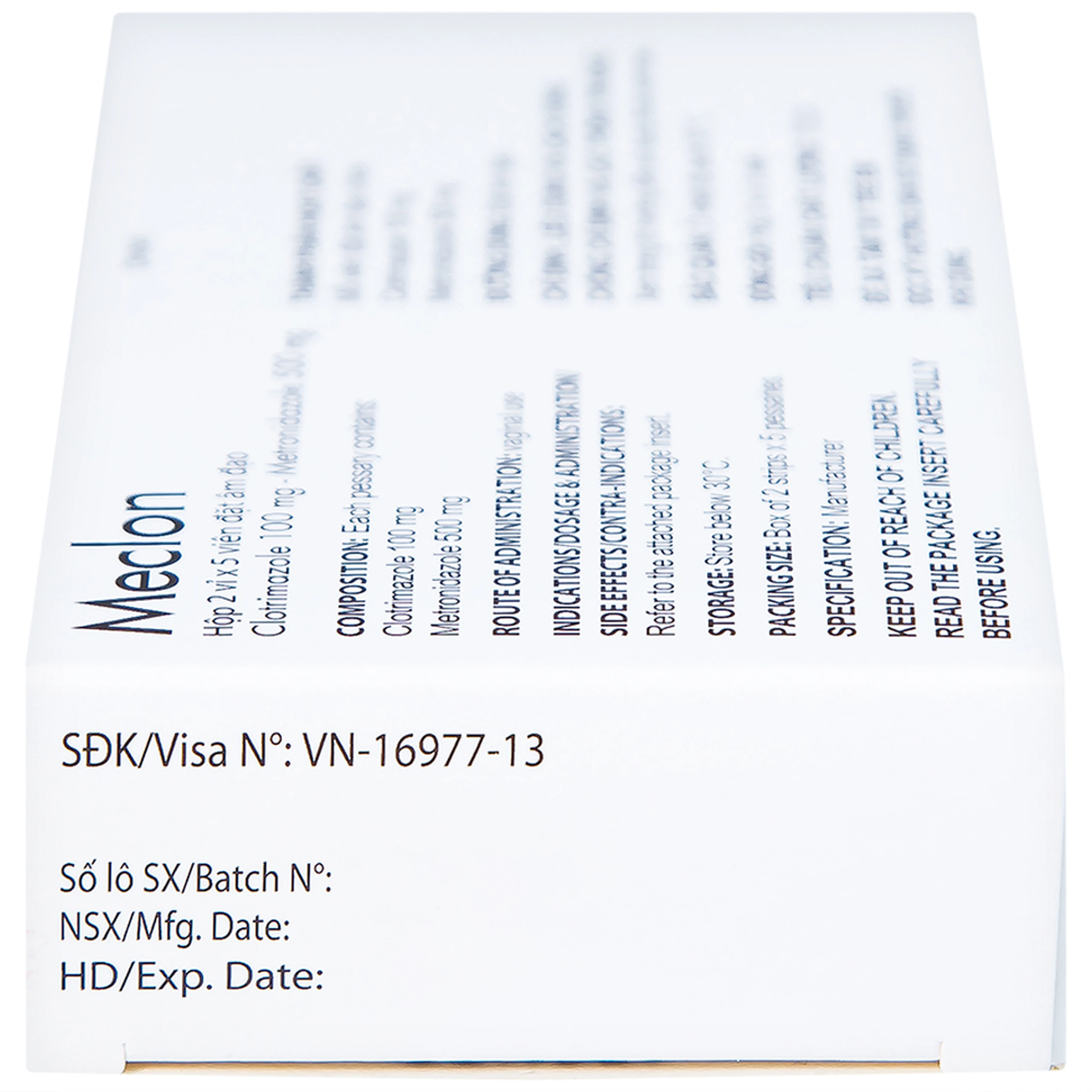 Viên đặt âm đạo Meclon Doppel Pharma điều trị viêm cổ tử cung, âm đạo (2 vỉ x 5 viên)